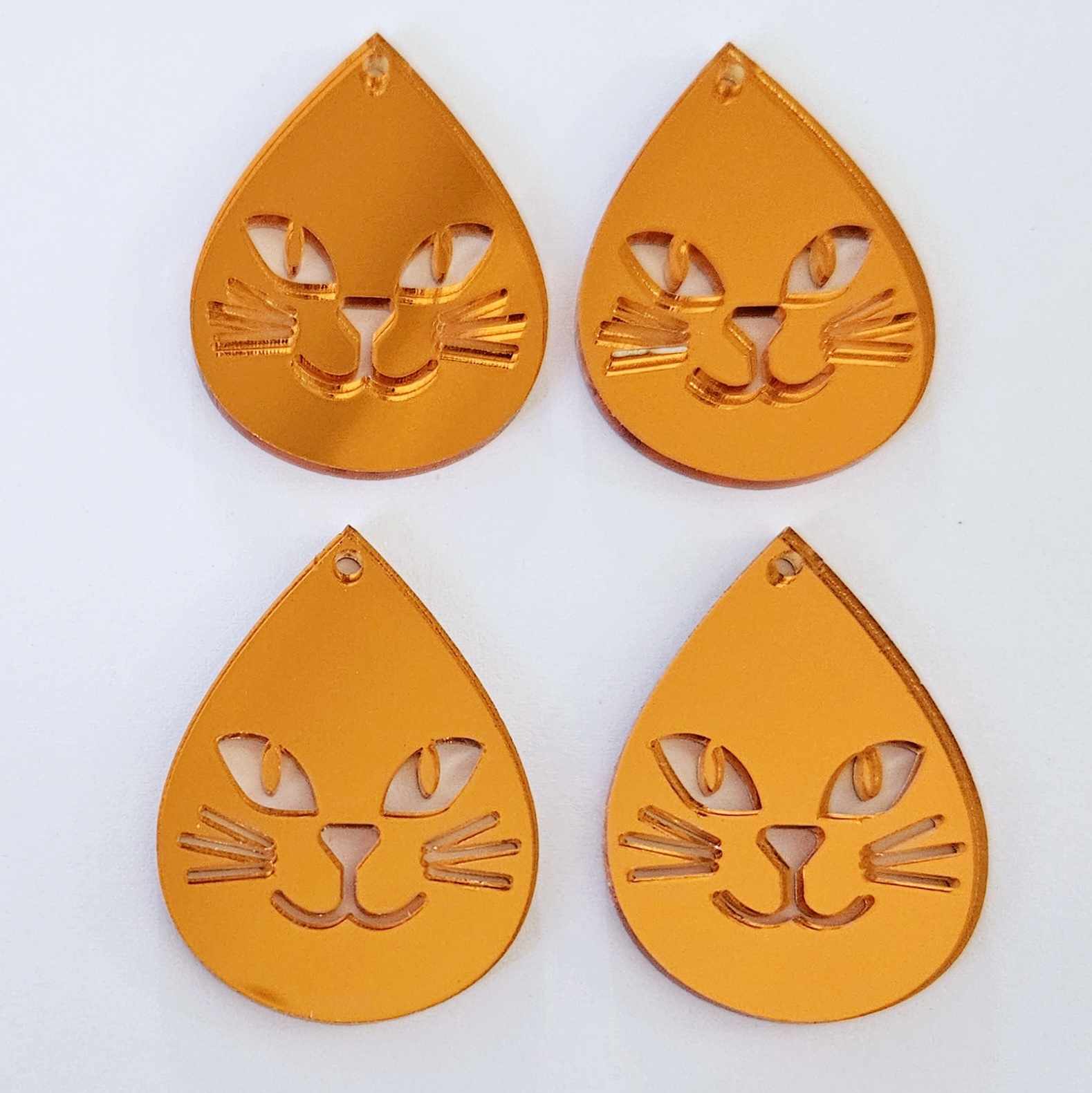 orange mirror cat teardrop Halloween diy earring supplies laser cut acrylic dangles blanks earrings