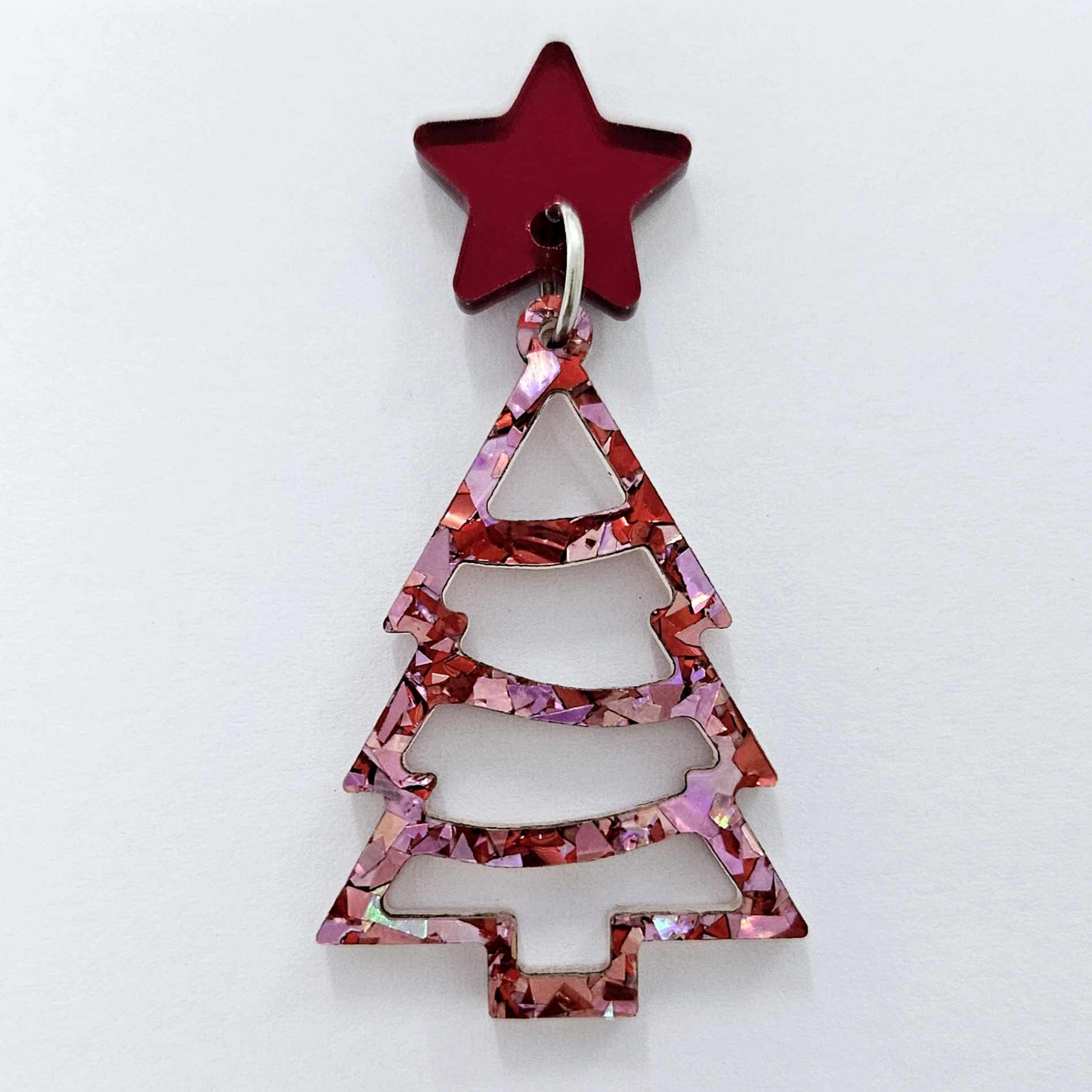 red pink chunky love glitter Christmas tree DIY earring supplies laser cut acrylic dangles blanks