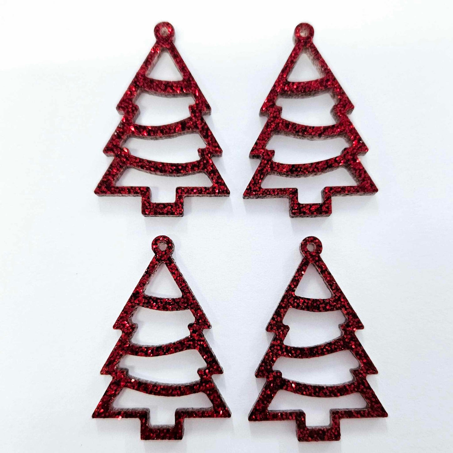 40mm RED GLITTER Acrylic CHRISTMAS TINSEL TREES