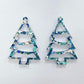 chunky aqua blue silver glitter Christmas Xmas tree DIY earring supplies laser cut acrylic dangles blanks