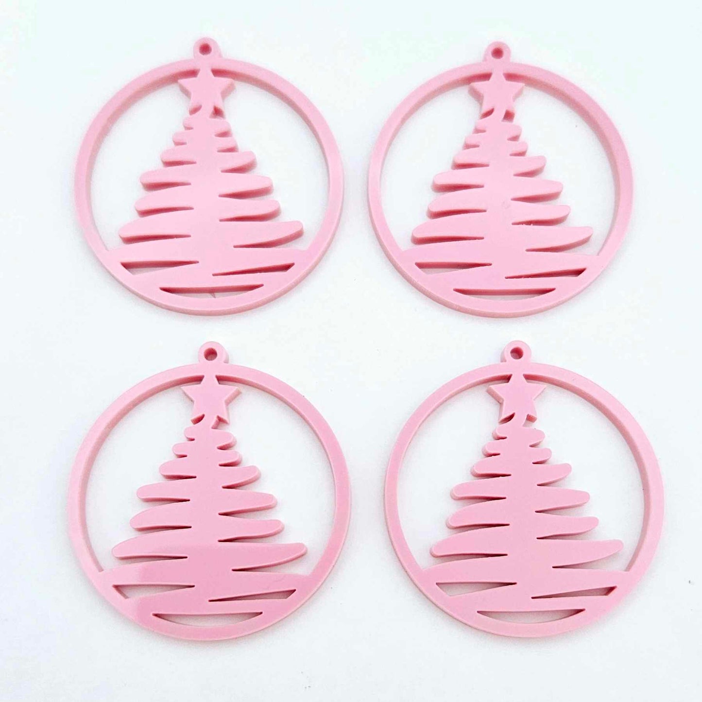 pastel pink Christmas tree hoops diy earring supplies laser cut acrylic blanks dangles