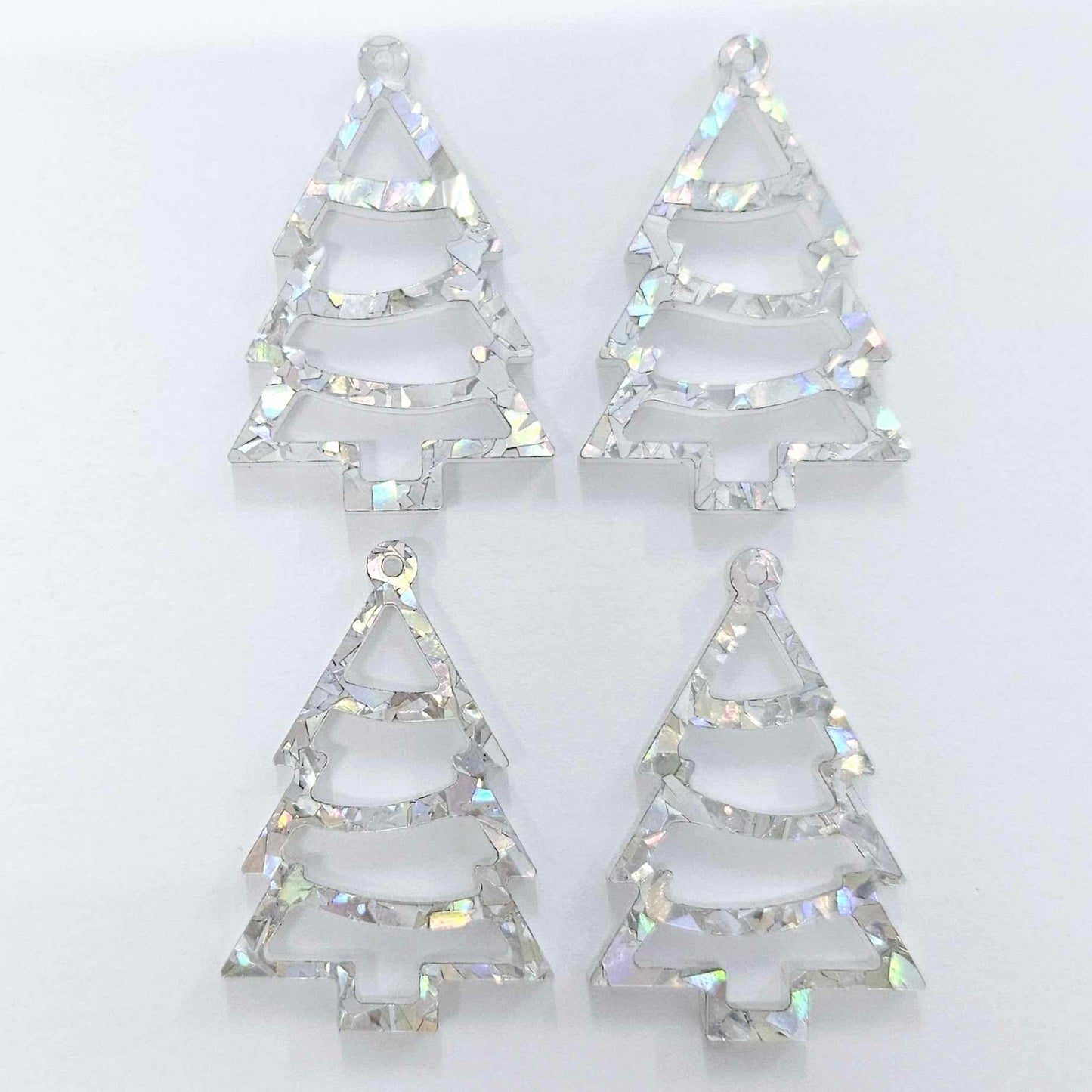 holographic silver glitter Christmas xmas tree DIY earring supplies laser cut acrylic dangles blanks