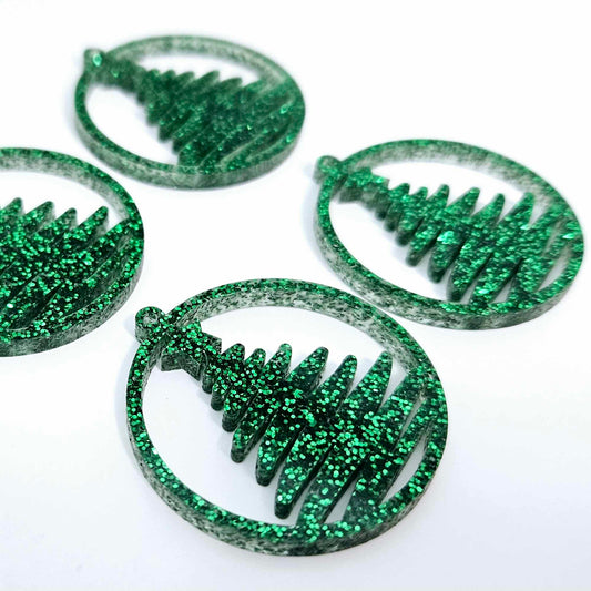 green glitter Christmas Xmas tree hoops diy earring supplies laser cut acrylic dangles blanks