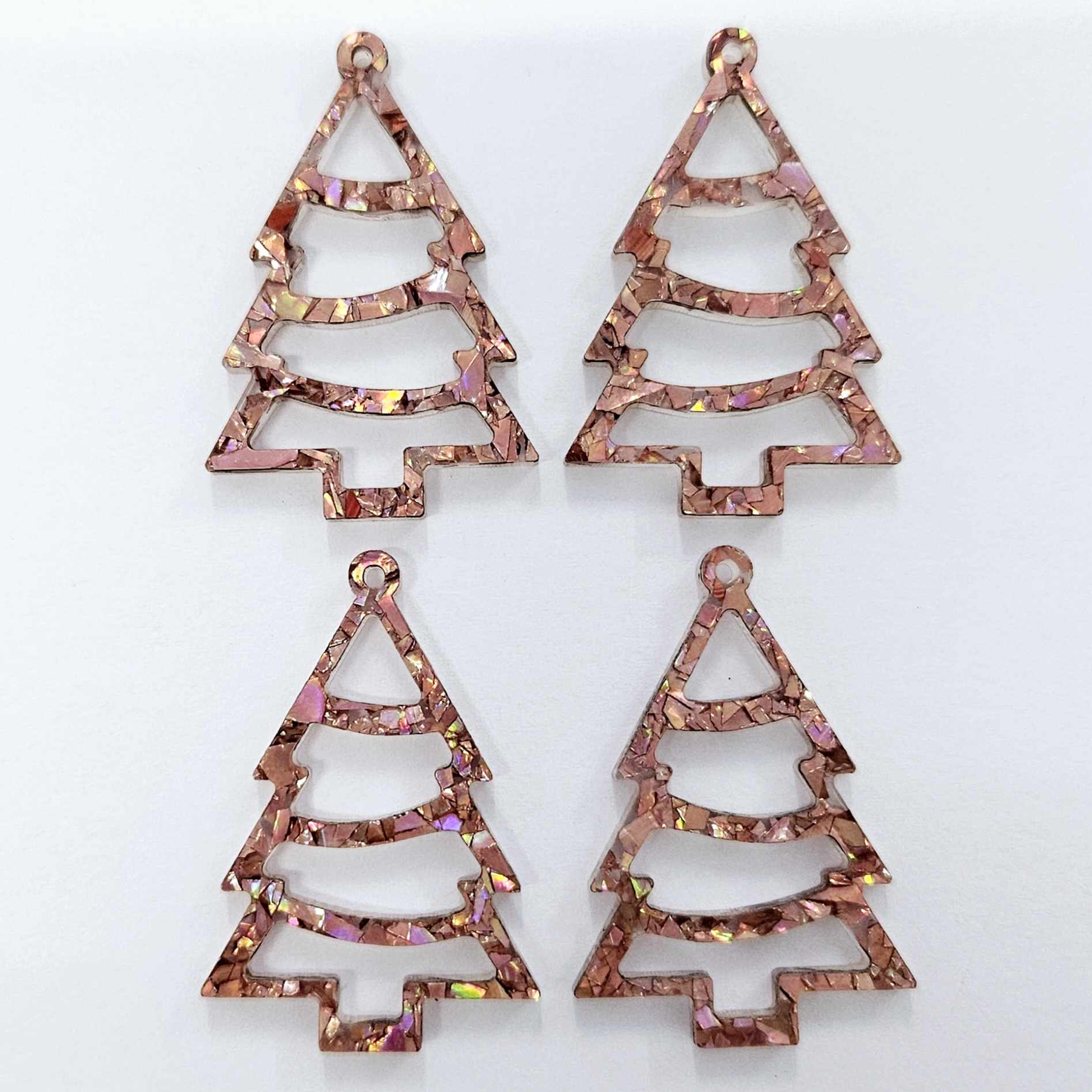 holographic rose gold glitter tree Christmas Xmas DIY earring supplies laser cut acrylic dangles blanks