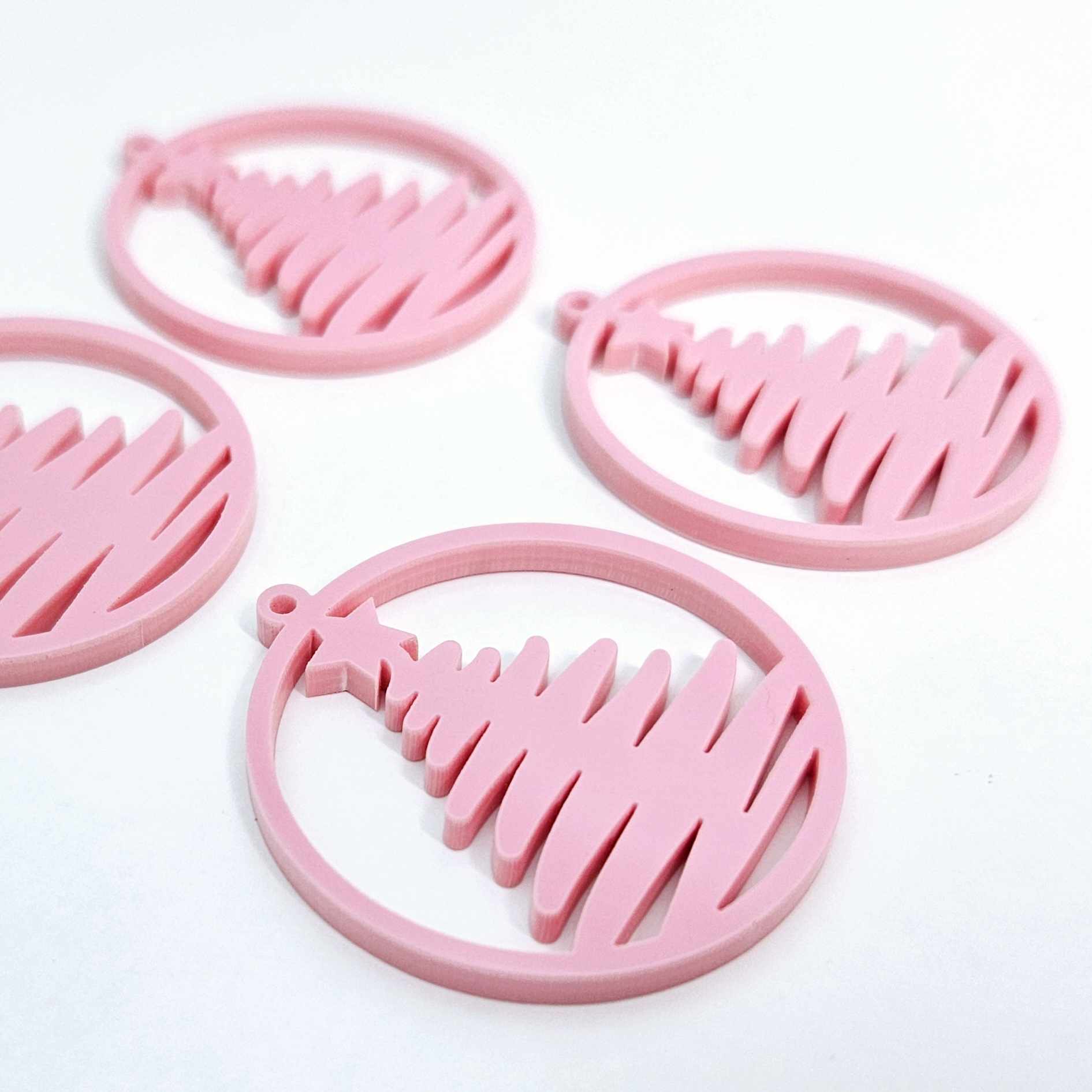 pastel pink Christmas tree hoops diy earring supplies laser cut acrylic blanks dangles