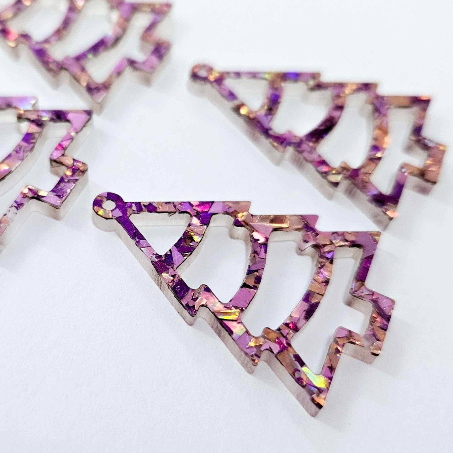 unicorn purple pink glitter Christmas Xmas tree diy earring supplies laser cut acrylic dangles blanks