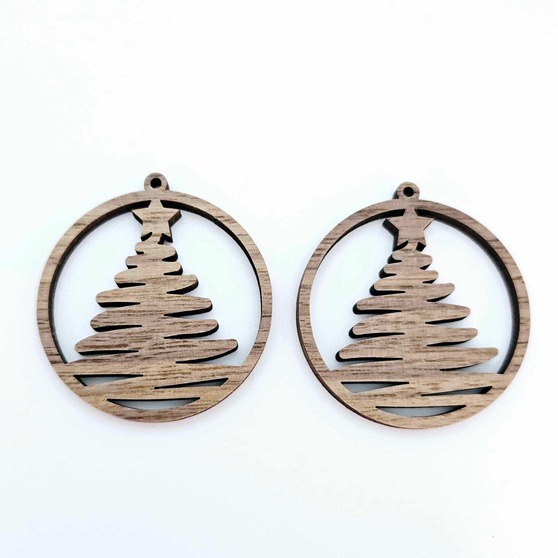 walnut wood Christmas Xmas tree hoops DIY earring supplies laser cut acrylic dangles blanks