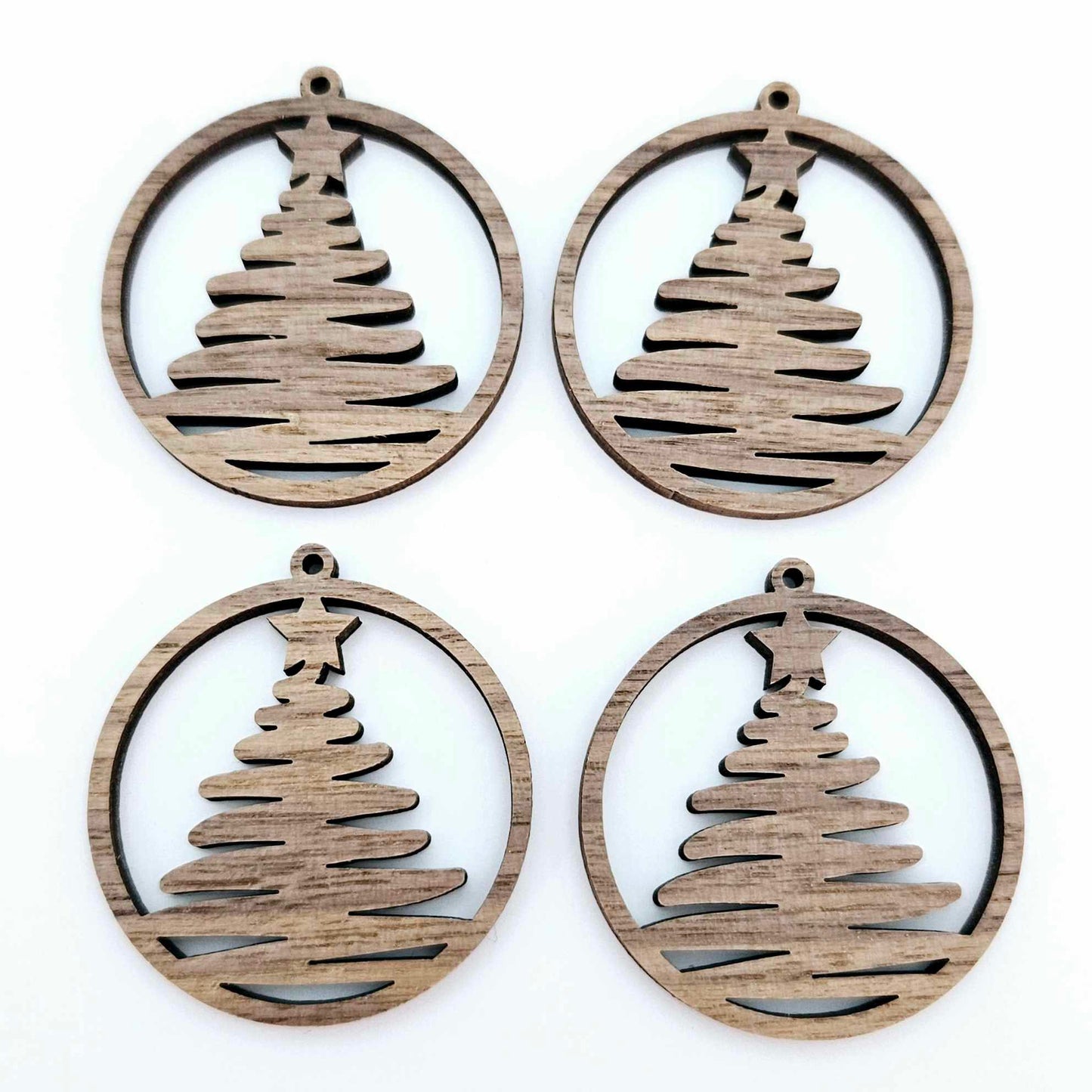 walnut wood Christmas Xmas tree hoops DIY earring supplies laser cut acrylic dangles blanks