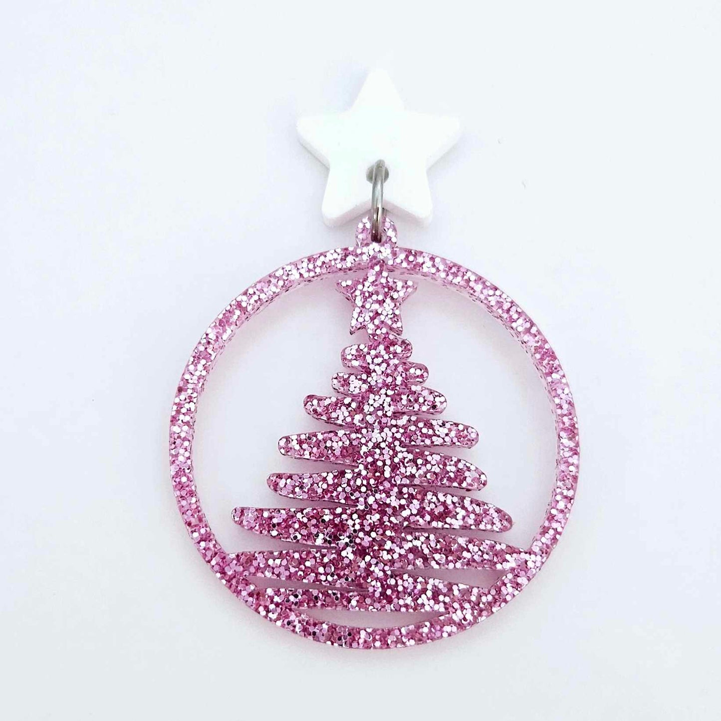 green pink silver Christmas Xmas tree hoops diy earring supplies laser cut acrylic dangles blanks