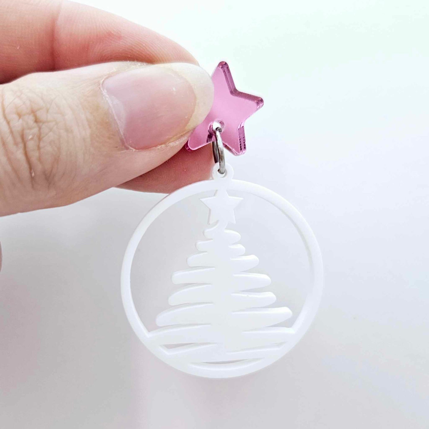 white Christmas Xmas tree hoops diy earring supplies laser cut acrylic dangles blanks