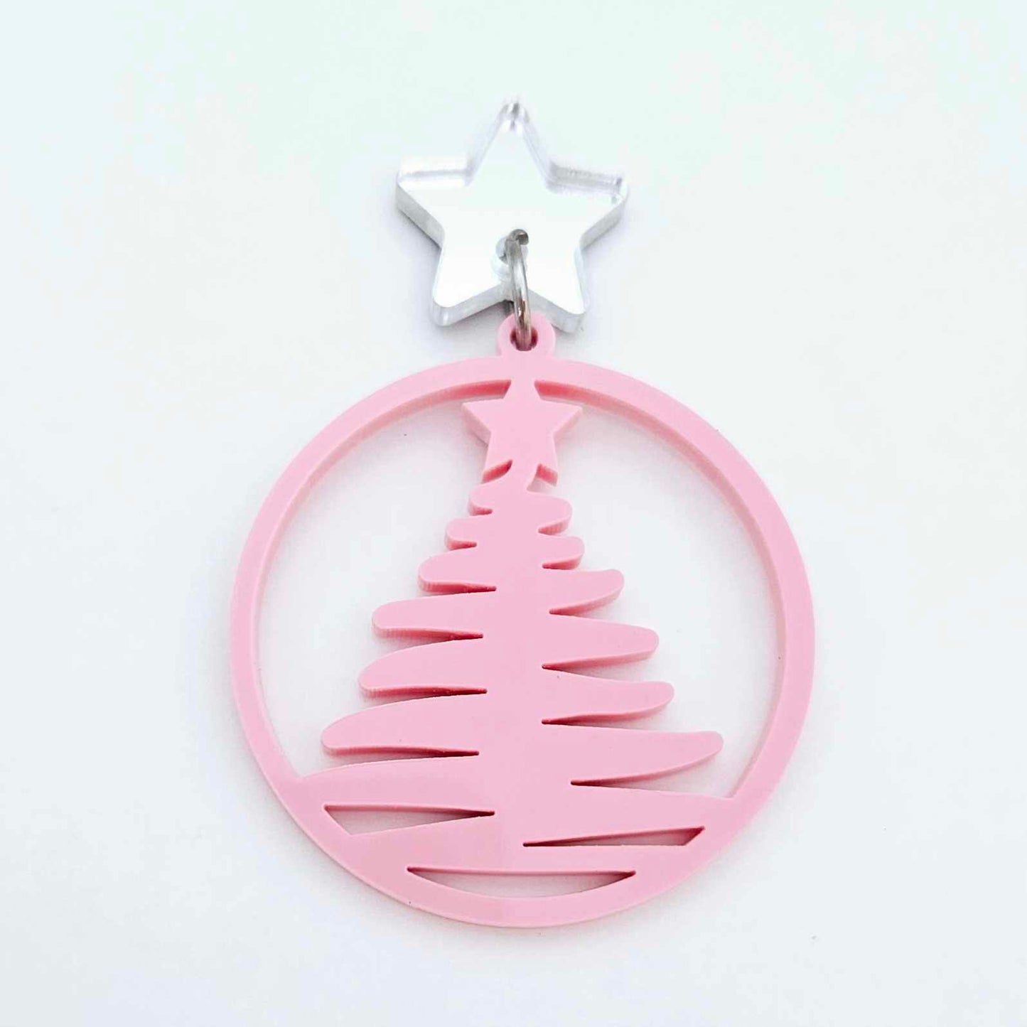 pastel pink Christmas tree hoops diy earring supplies laser cut acrylic blanks dangles