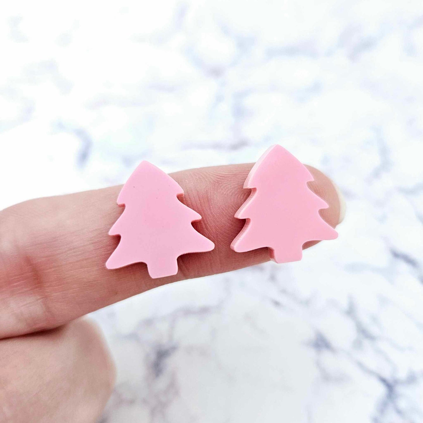 pastel pink Christmas Xmas tree diy earring supplies laser cut acrylic blanks studs