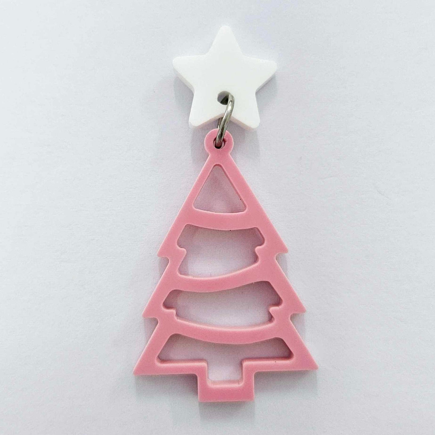 pastel pink Christmas tree diy earring supplies laser cut acrylic dangles blanks