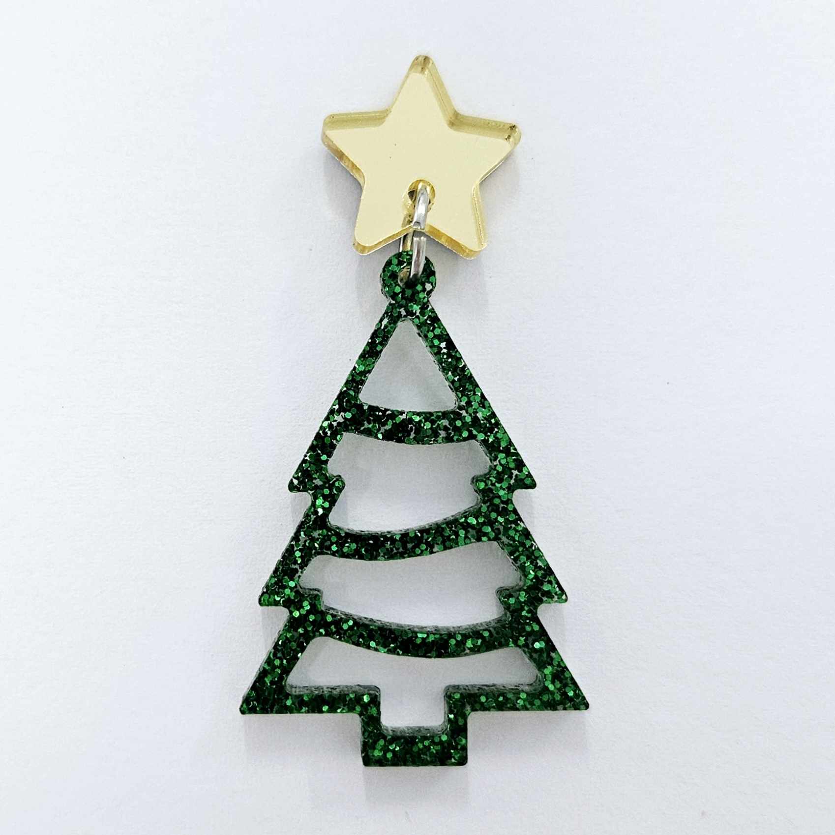 green red gold silver rose gold glitter Christmas Xmas tree diy earring supplies laser cut acrylic dangles blanks