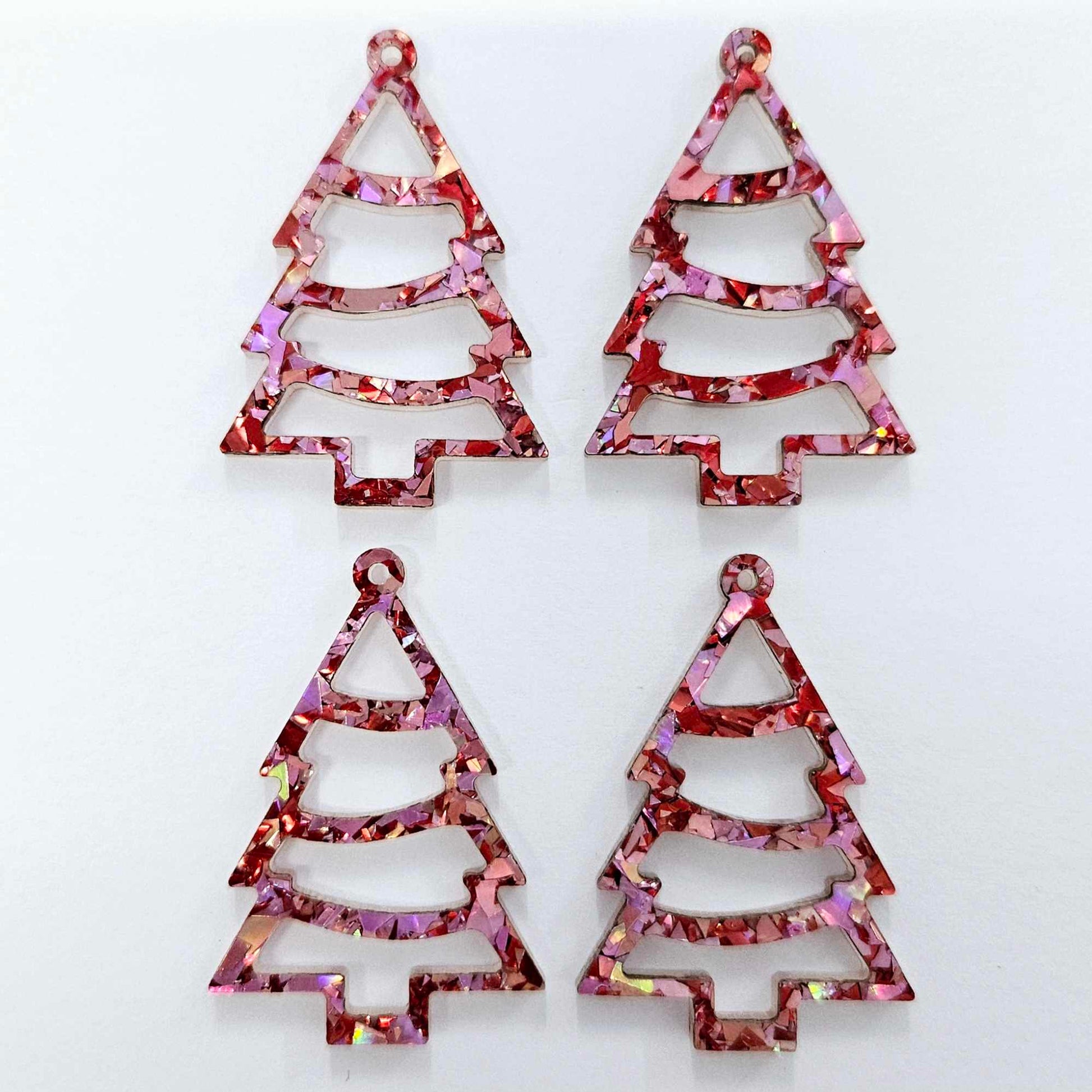 red pink chunky love glitter Christmas tree DIY earring supplies laser cut acrylic dangles blanks