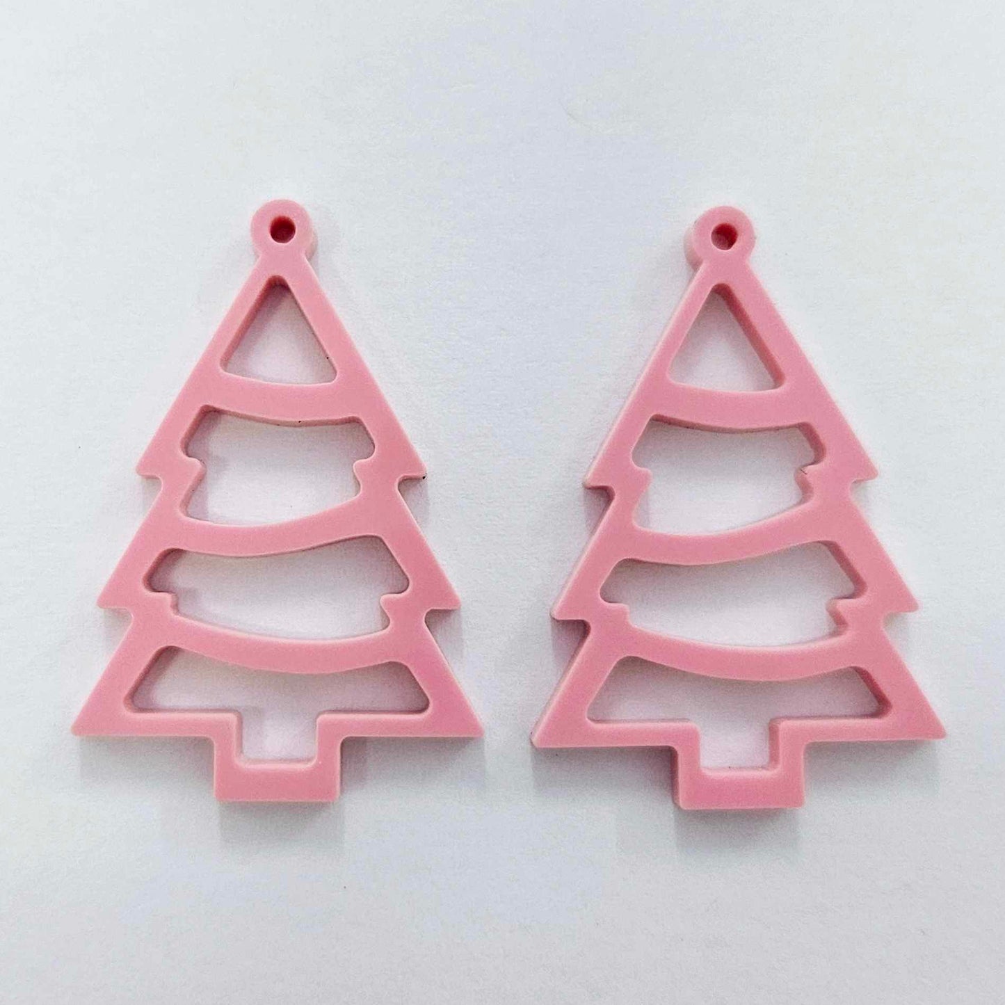 pastel pink Christmas tree diy earring supplies laser cut acrylic dangles blanks