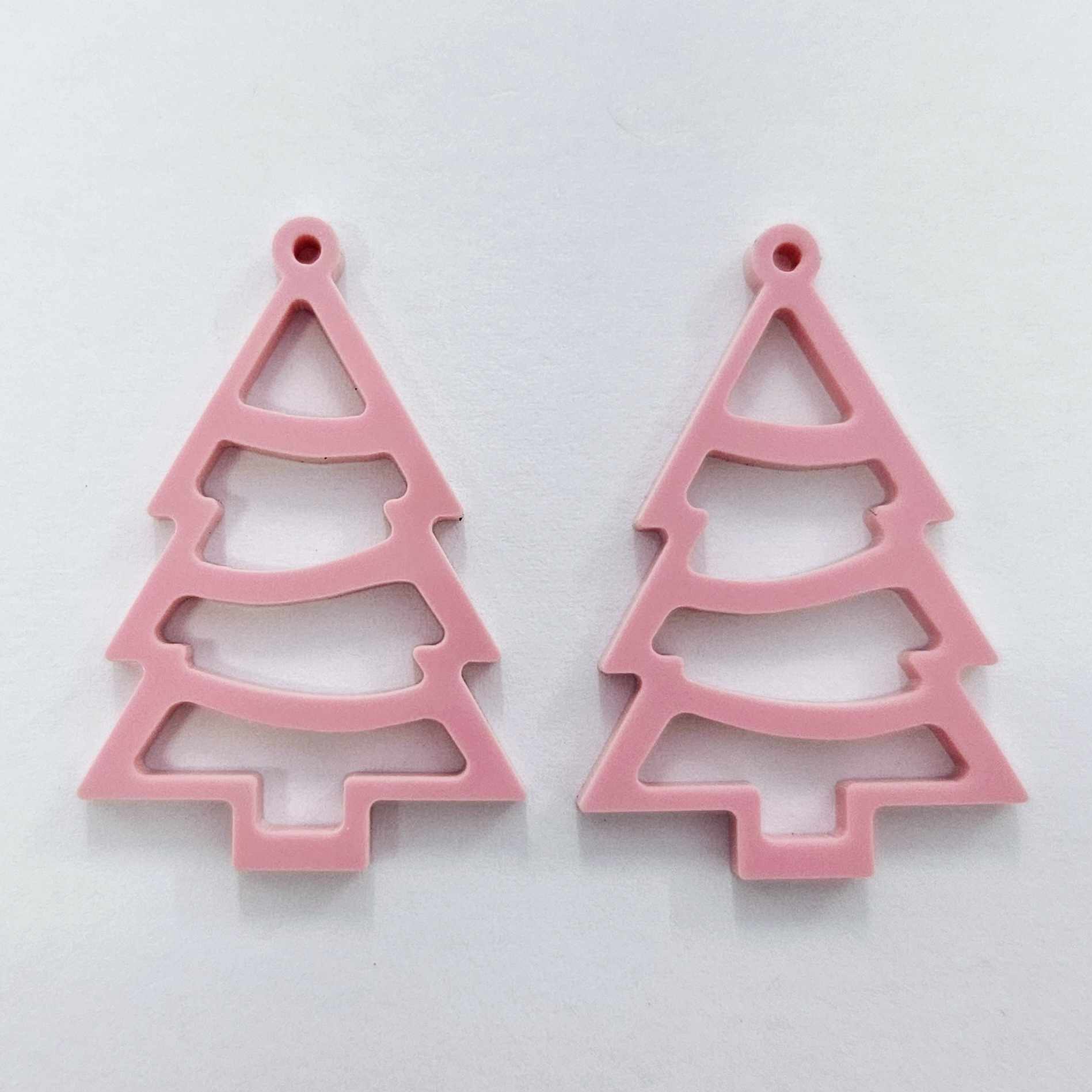 pastel pink Christmas tree diy earring supplies laser cut acrylic dangles blanks