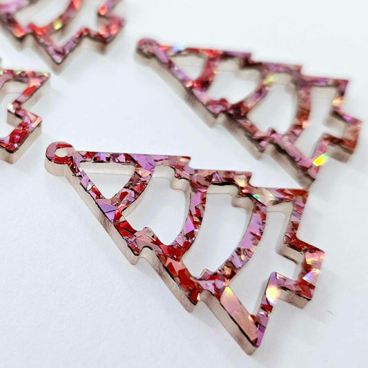 red pink chunky love glitter Christmas tree DIY earring supplies laser cut acrylic dangles blanks