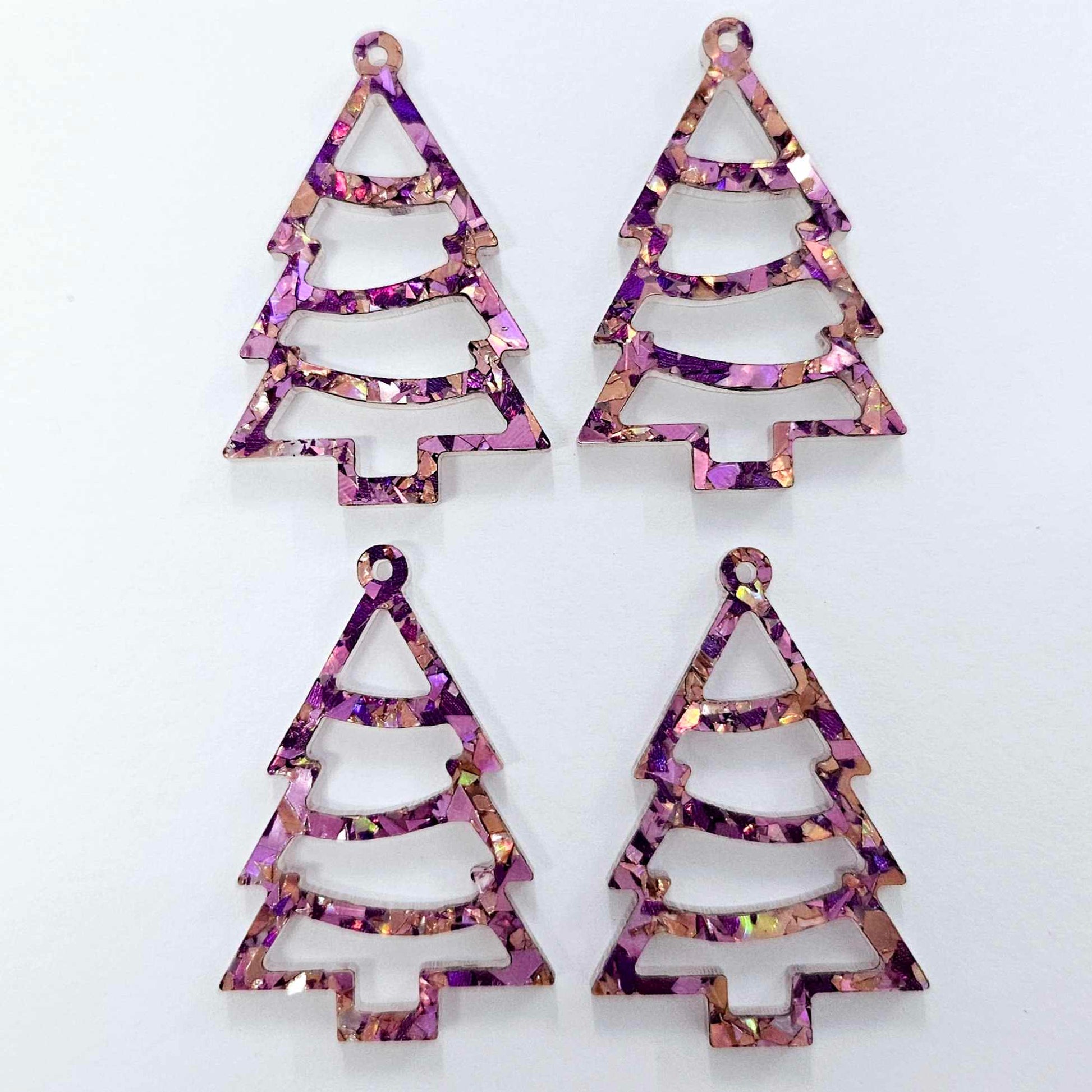 unicorn purple pink glitter Christmas Xmas tree diy earring supplies laser cut acrylic dangles blanks