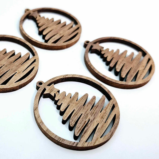 walnut wood Christmas Xmas tree hoops DIY earring supplies laser cut acrylic dangles blanks