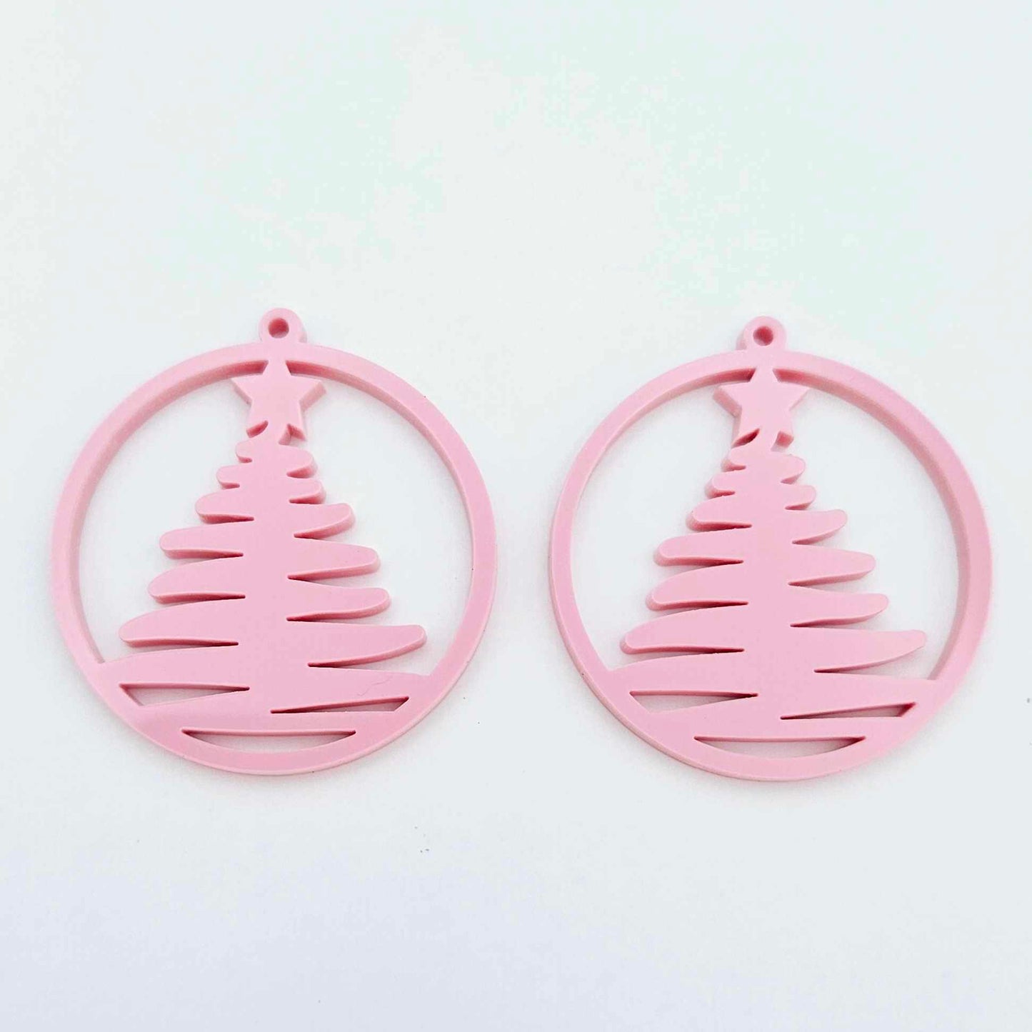 pastel pink Christmas tree hoops diy earring supplies laser cut acrylic blanks dangles