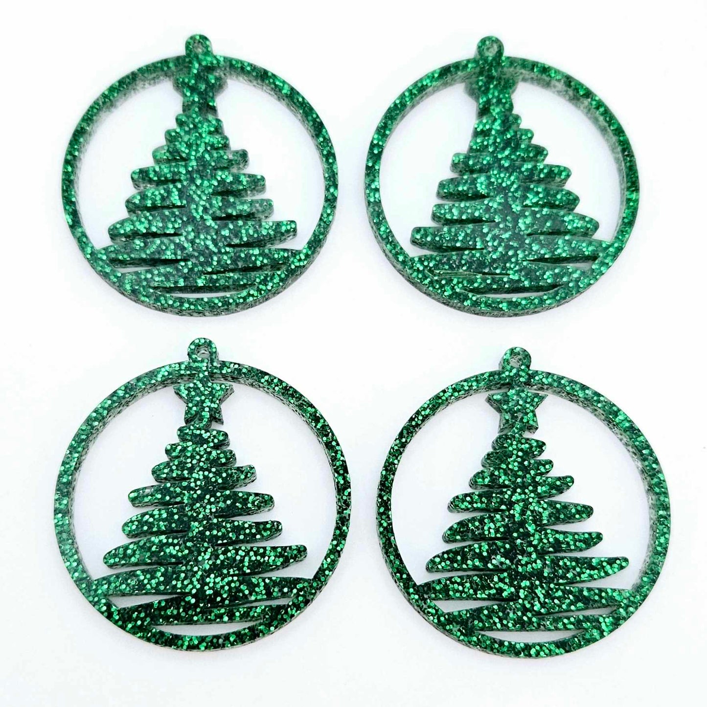 green glitter Christmas Xmas tree hoops diy earring supplies laser cut acrylic dangles blanks