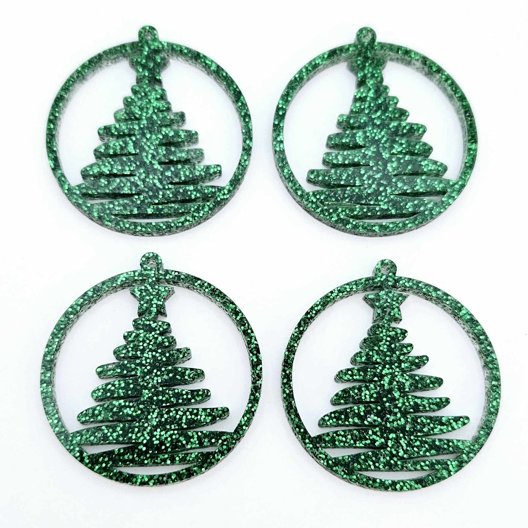 green glitter Christmas Xmas tree hoops diy earring supplies laser cut acrylic dangles blanks