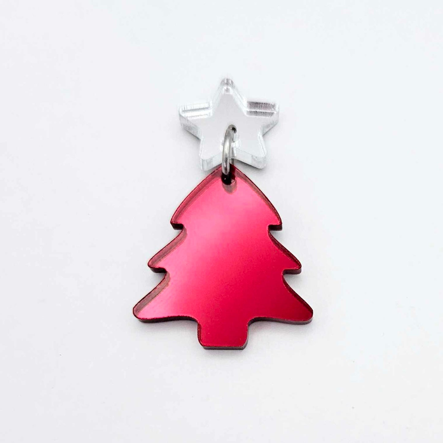 red mirror Christmas tree mini petite diy earring supplies laser cut acrylic dangles blanks