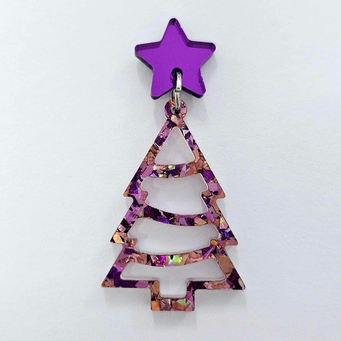 unicorn purple pink glitter Christmas Xmas tree diy earring supplies laser cut acrylic dangles blanks