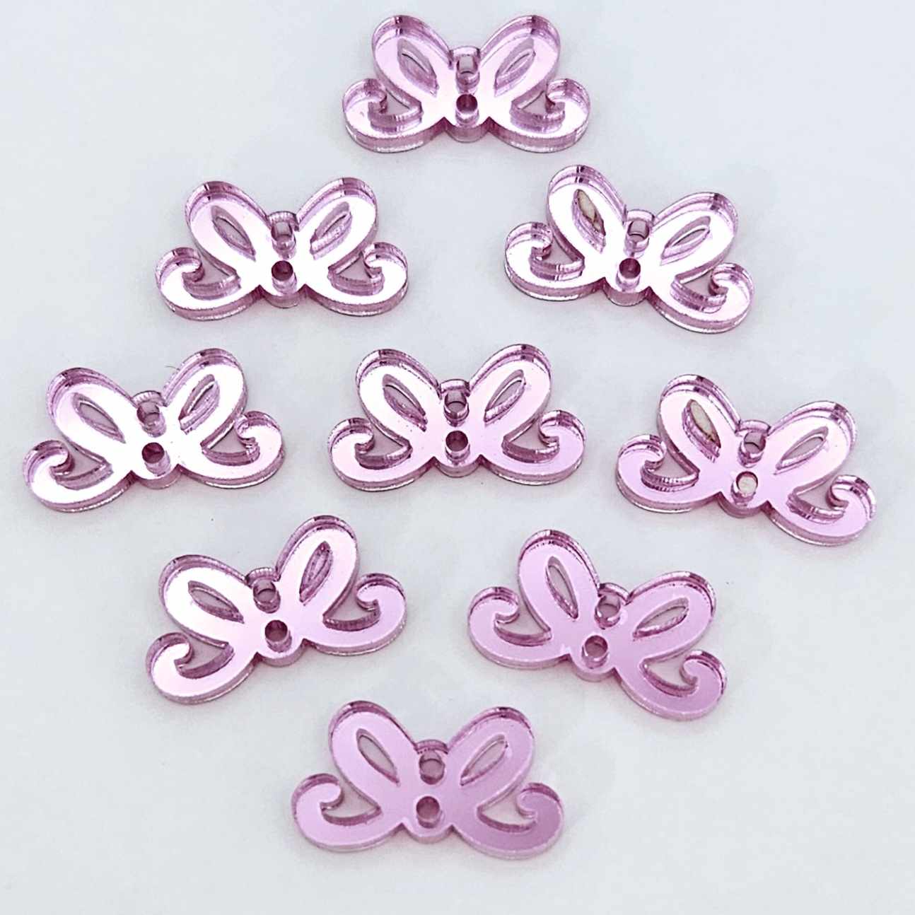 pink mirror bows connectors Christmas ribbons diy earring supplies laser cut acrylic blanks