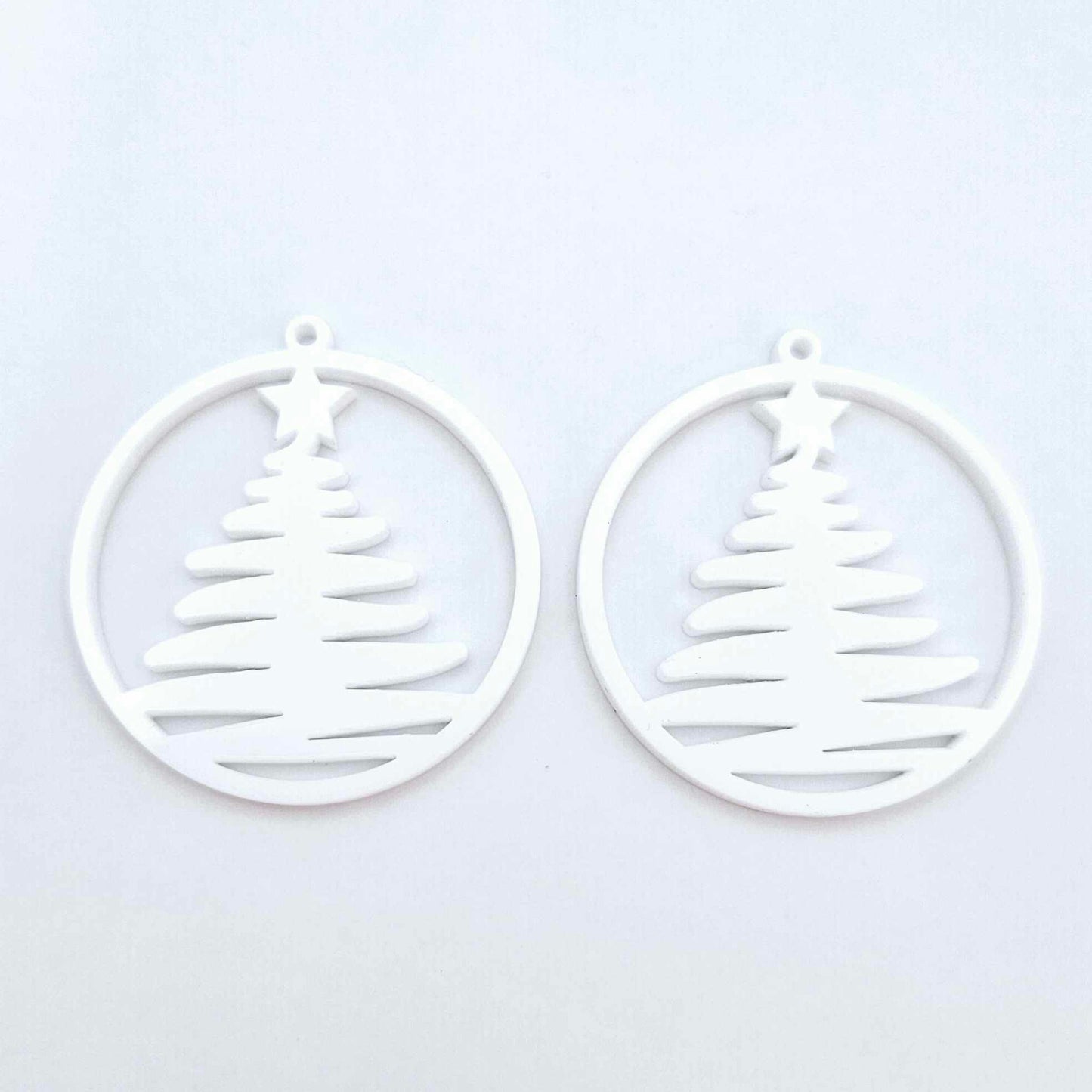 white Christmas Xmas tree hoops diy earring supplies laser cut acrylic dangles blanks