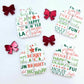 Christmas text UV printed red green present bow diy earring supplies laser cut acrylic dangles blanks hoops