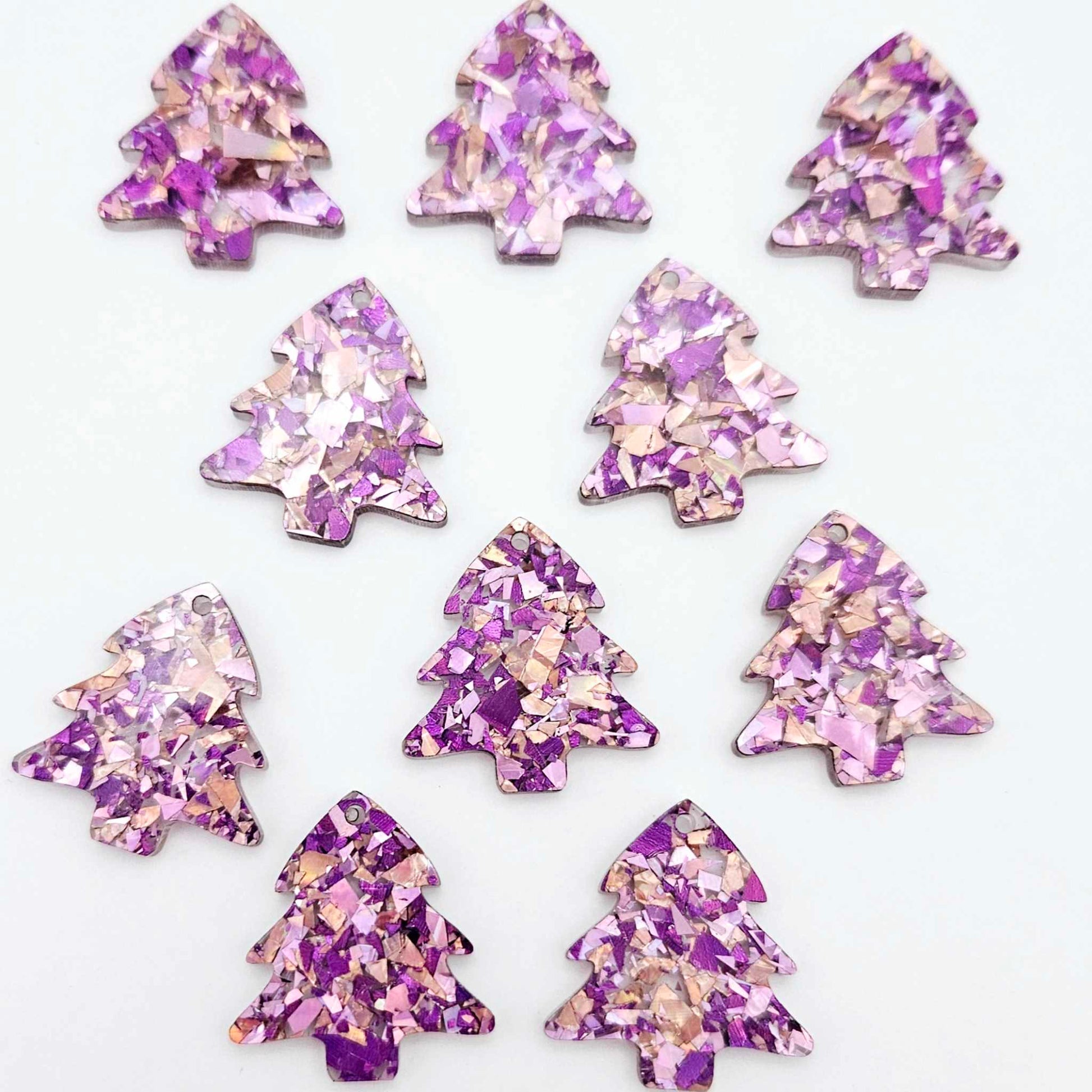 unicorn pink purple glitter Christmas tree mini petite diy earring supplies laser cut acrylic dangles blanks