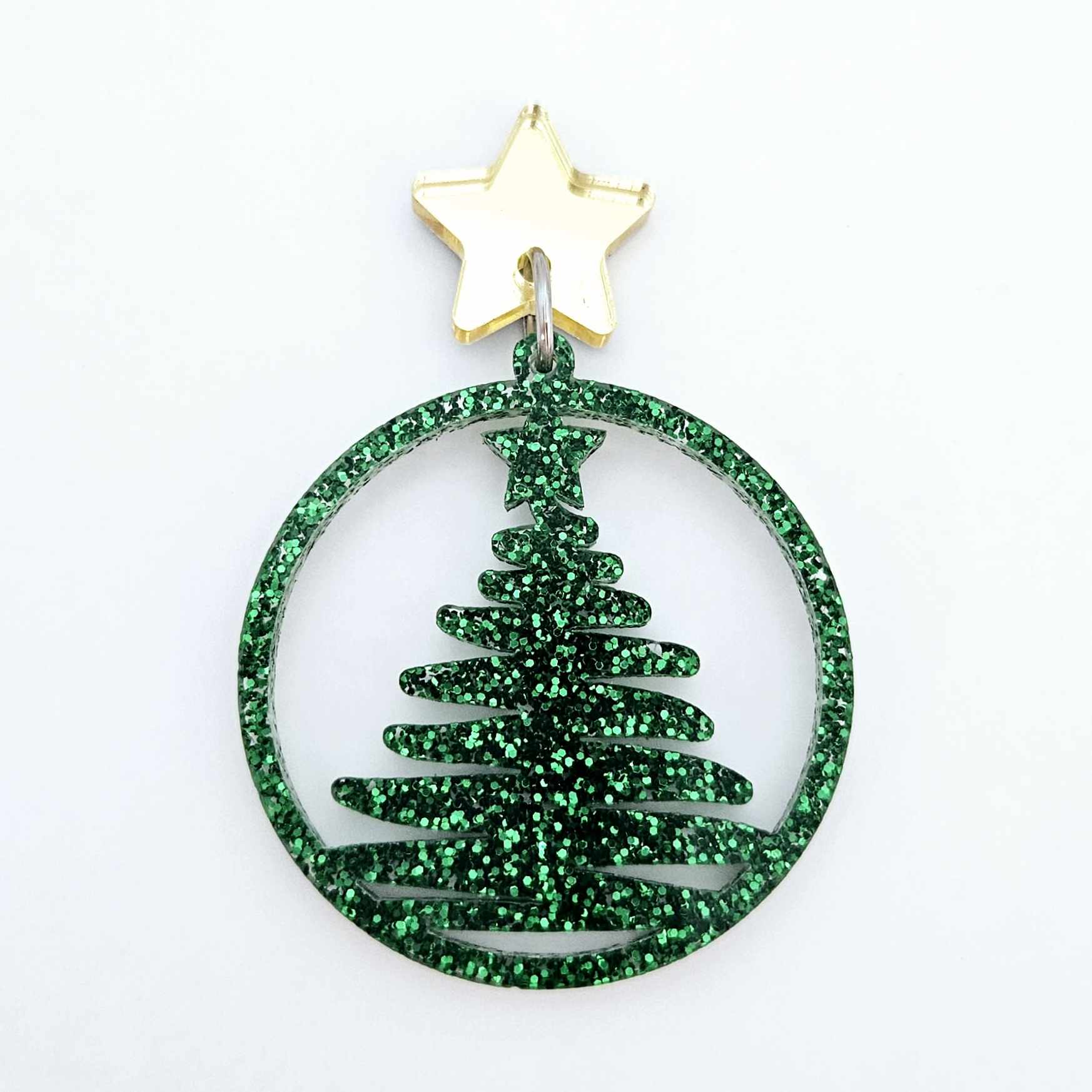 green glitter Christmas Xmas tree hoops diy earring supplies laser cut acrylic dangles blanks