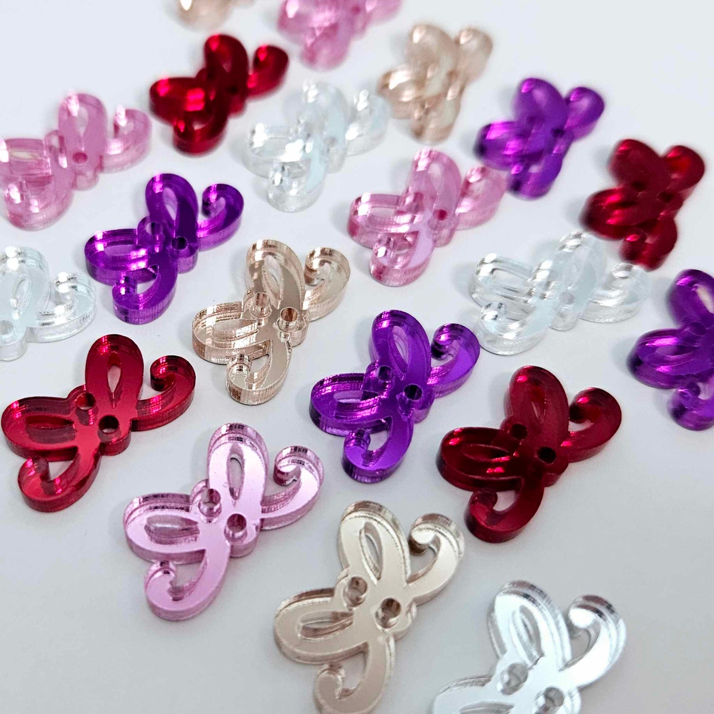 red pink silver purple rose gold mirror bows connectors Christmas diy earring supplies laser cut acrylic blanks