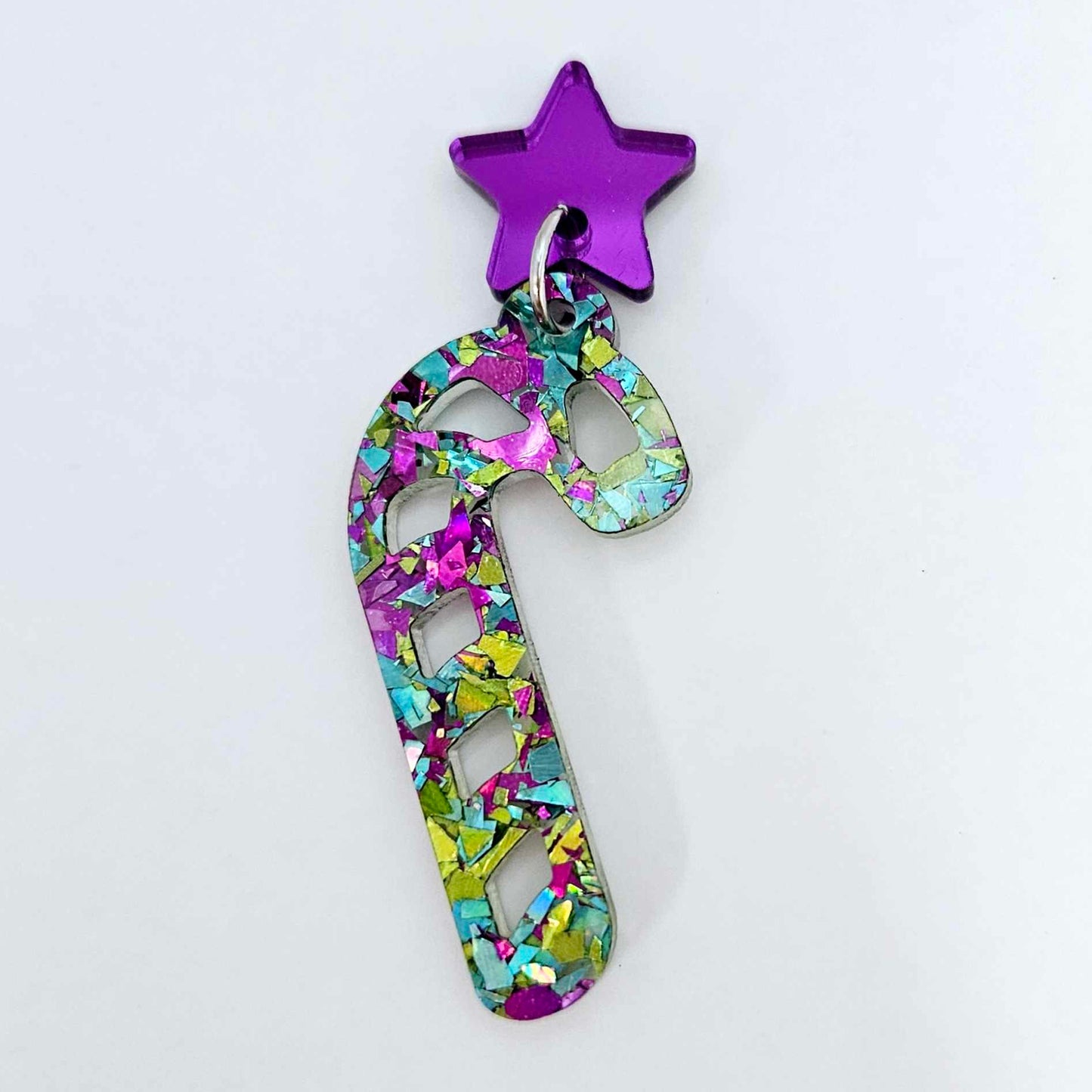 peacock green purple glitter Christmas candy cane diy earring supplies laser cut acrylic dangles blanks