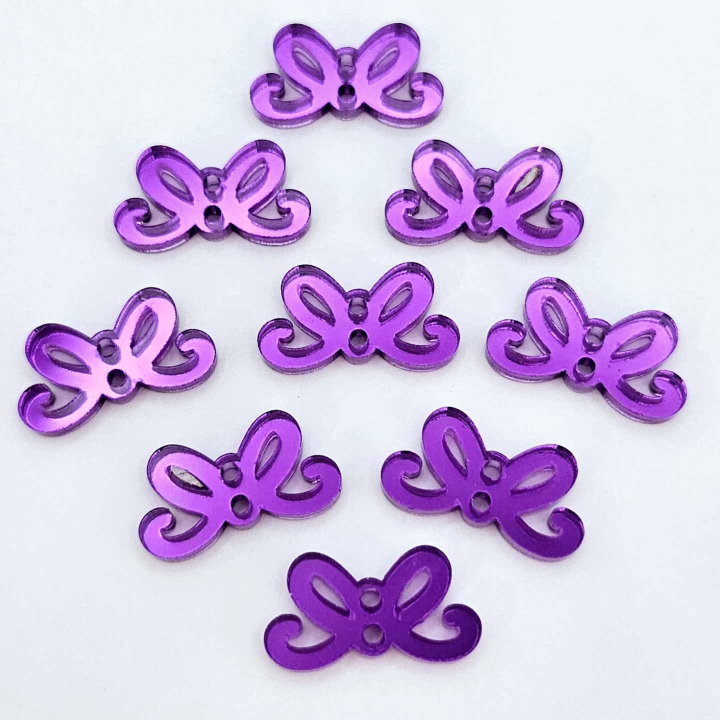 19mm PURPLE MIRROR Acrylic BOW CONNECTORS