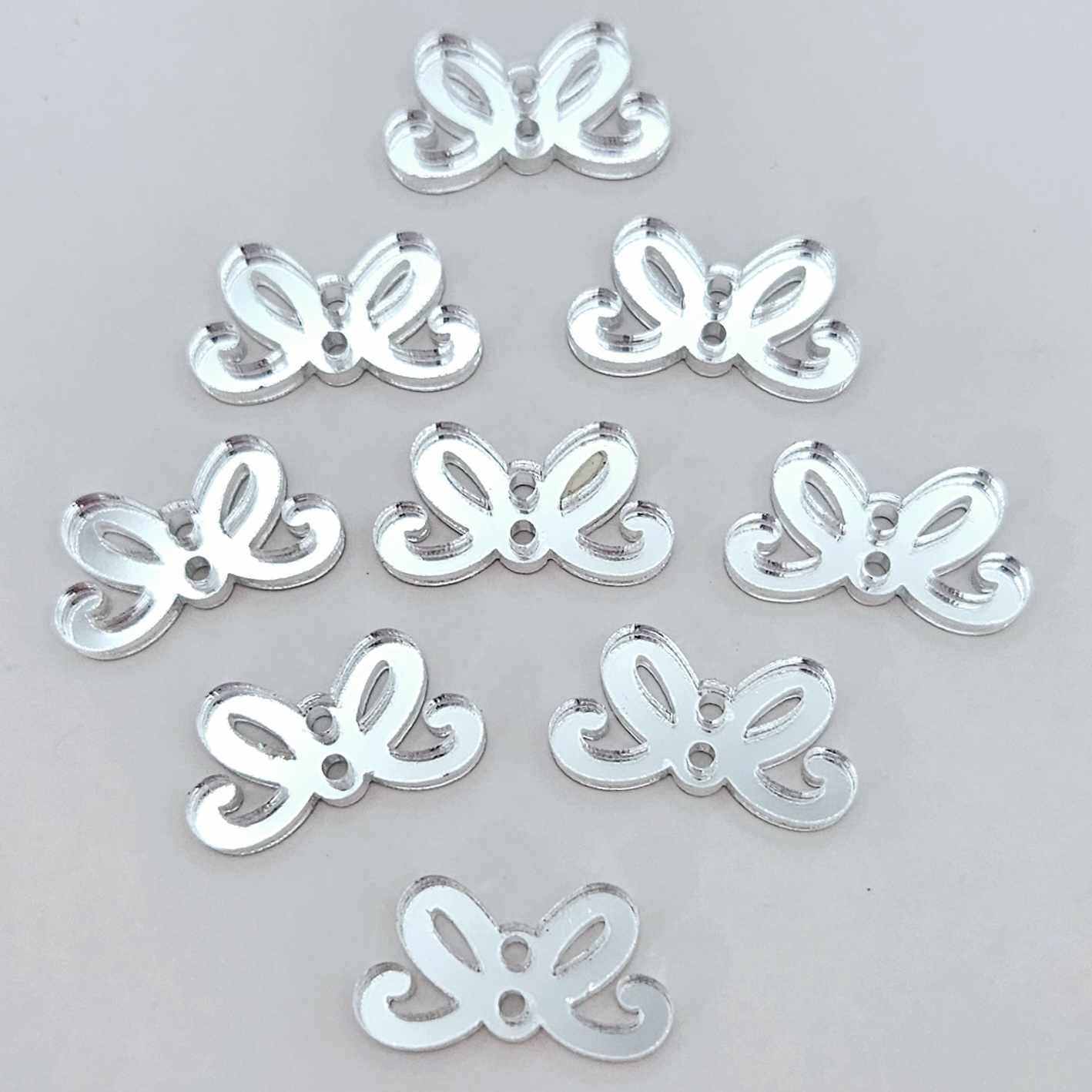 silver mirror bow connectors Christmas diy earring supplies laser cut acrylic blanks