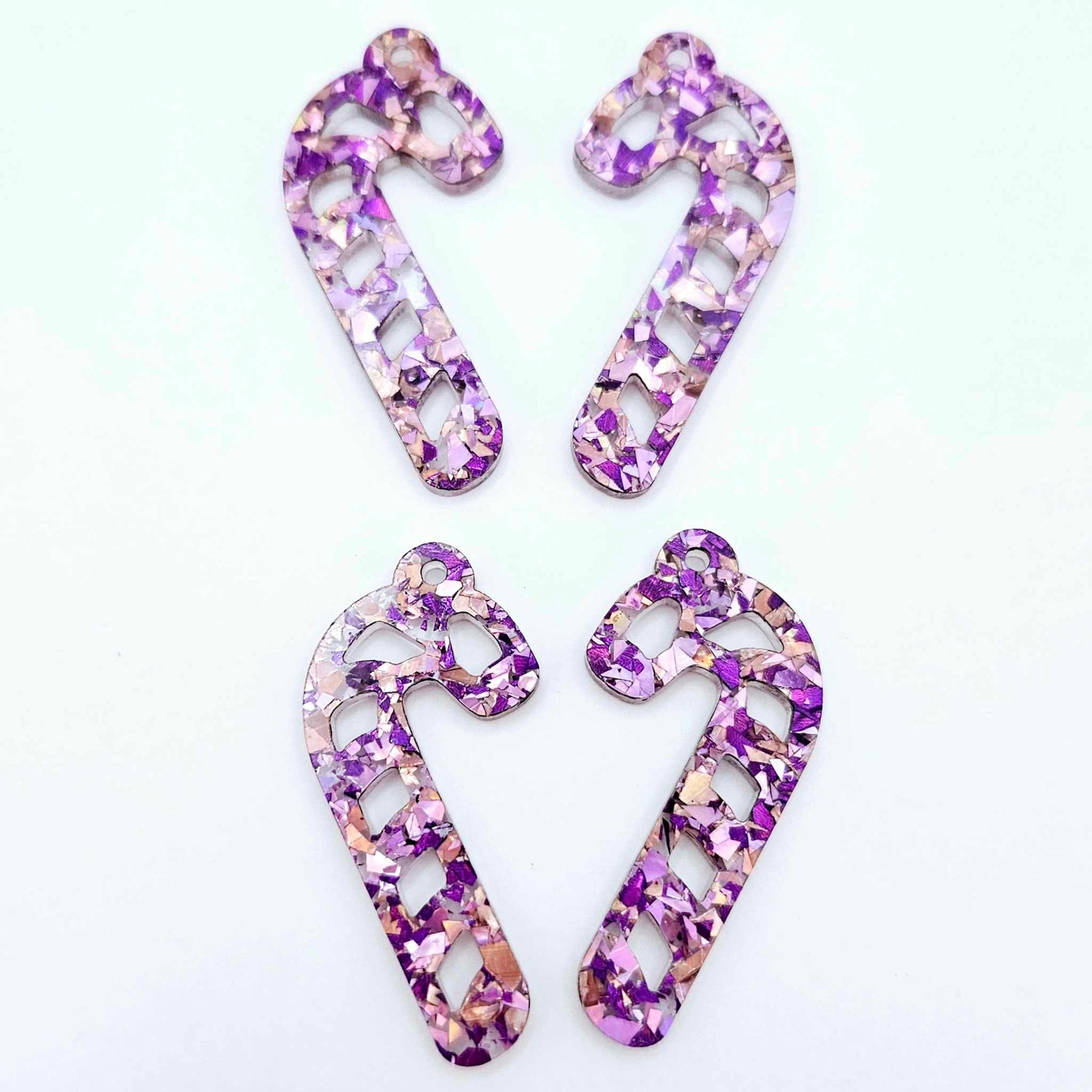 unicorn purple pink glitter Christmas candy canes diy earring supplies laser cut acrylic dangles blanks