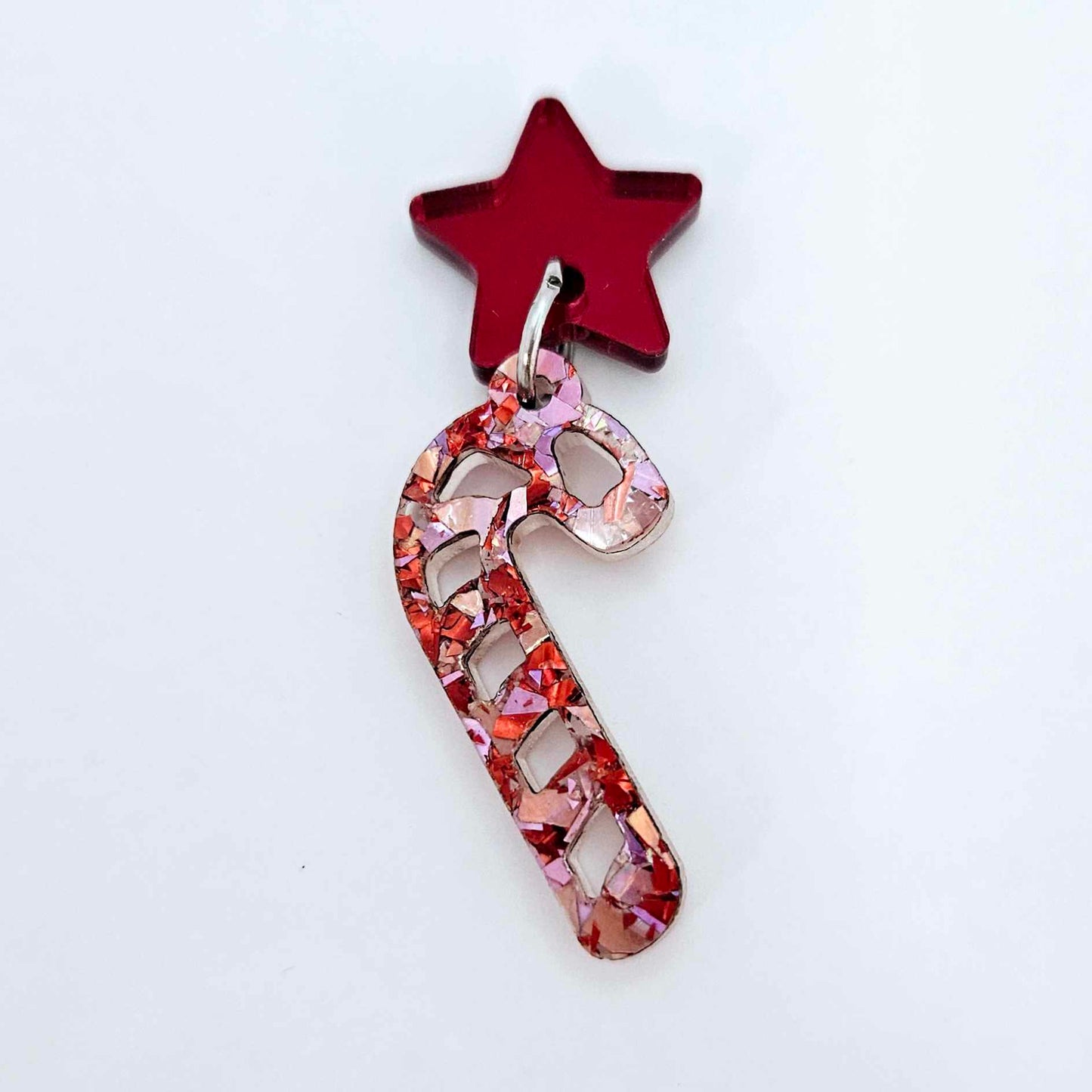 chunky love red pink glitter Christmas candy canes mini diy earring supplies laser cut acrylic dangles blanks