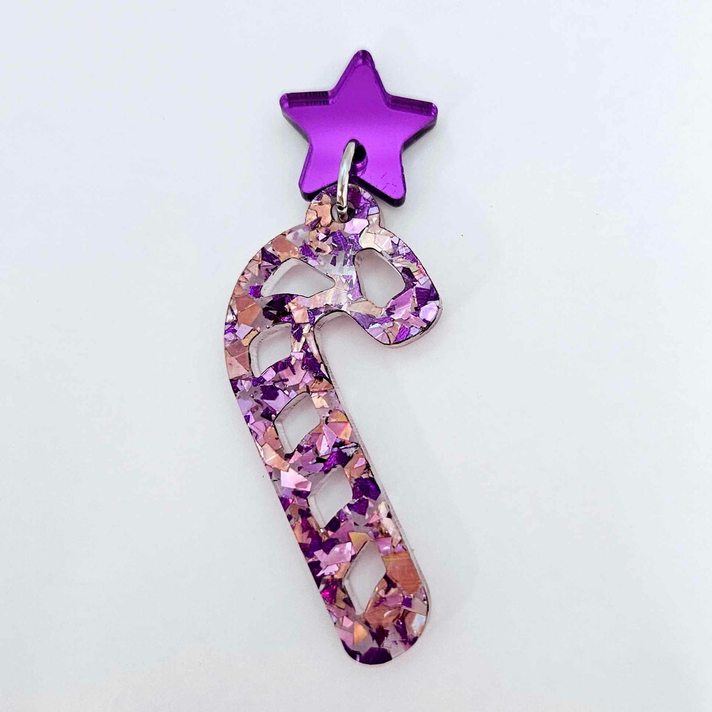 unicorn purple pink glitter Christmas candy canes diy earring supplies laser cut acrylic dangles blanks