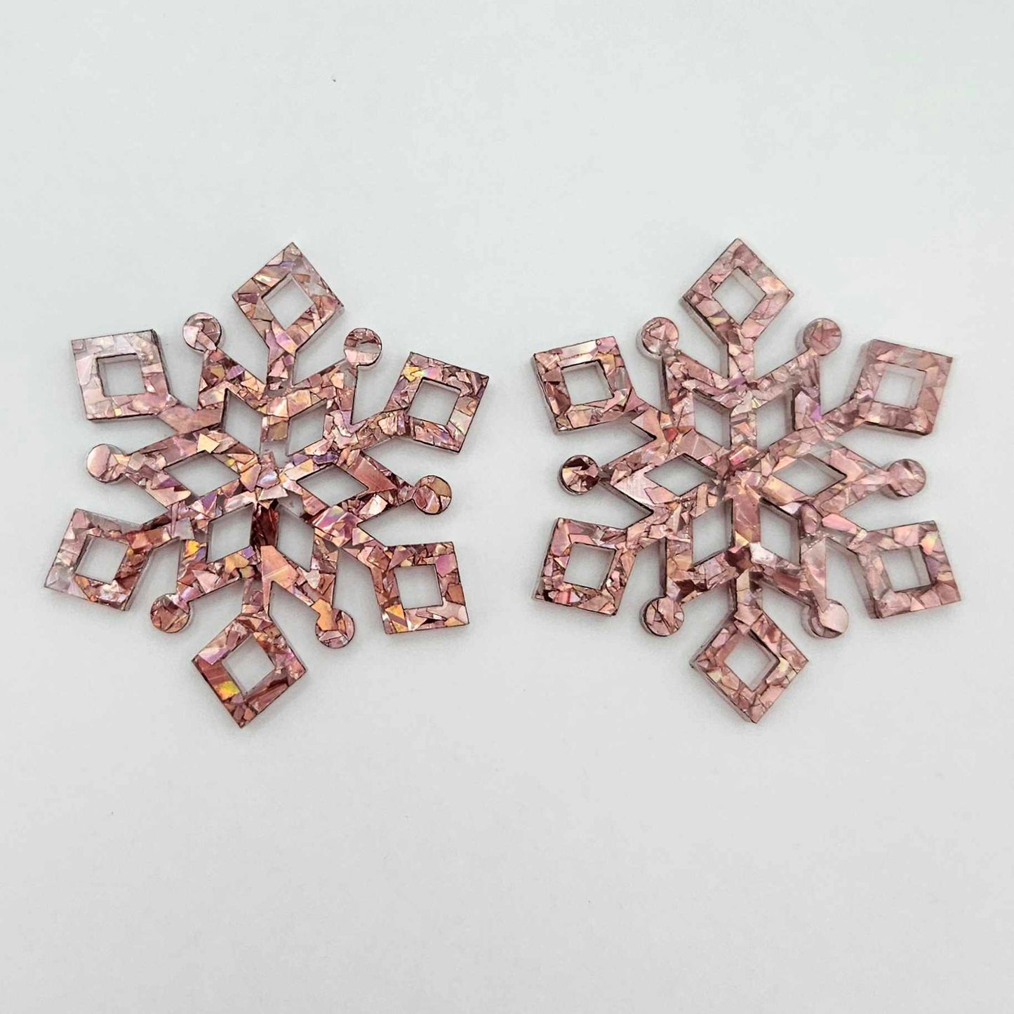 holographic rose gold glitter snowflake Christmas Xmas diy earring supplies laser cut acrylic dangles blanks