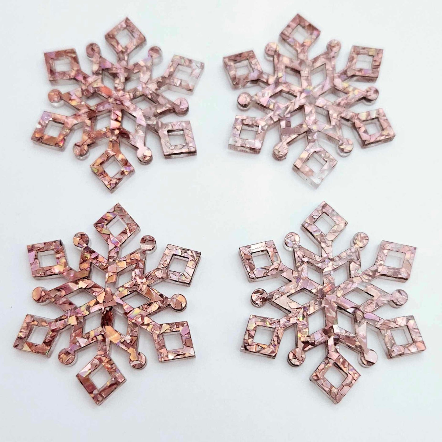 holographic rose gold glitter snowflake Christmas Xmas diy earring supplies laser cut acrylic dangles blanks