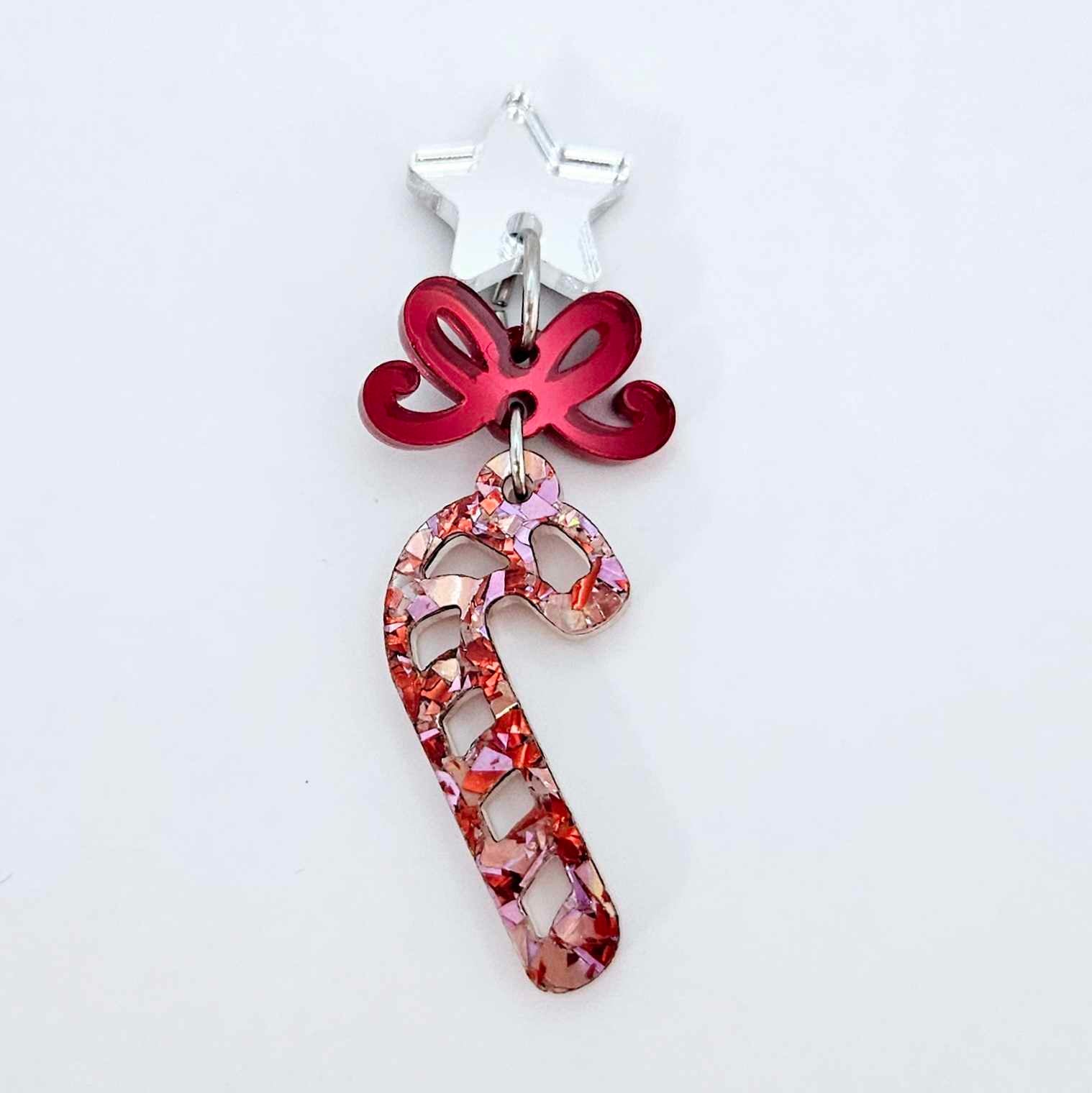 chunky love red pink glitter Christmas candy canes mini diy earring supplies laser cut acrylic dangles blanks