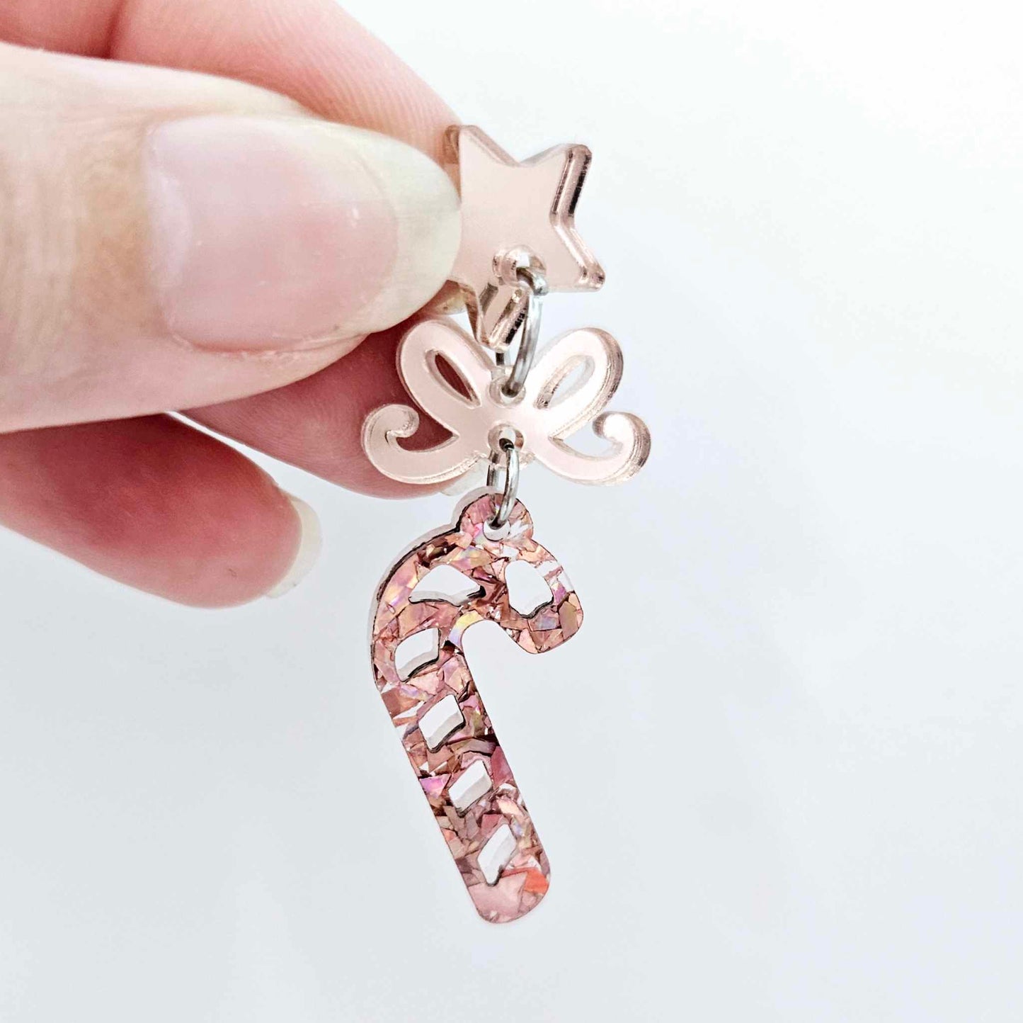 red pink silver purple rose gold mirror bows connectors Christmas diy earring supplies laser cut acrylic blanks