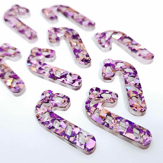 purple pink unicorn glitter Christmas candy canes mini diy earring supplies laser cut acrylic dangles blanks