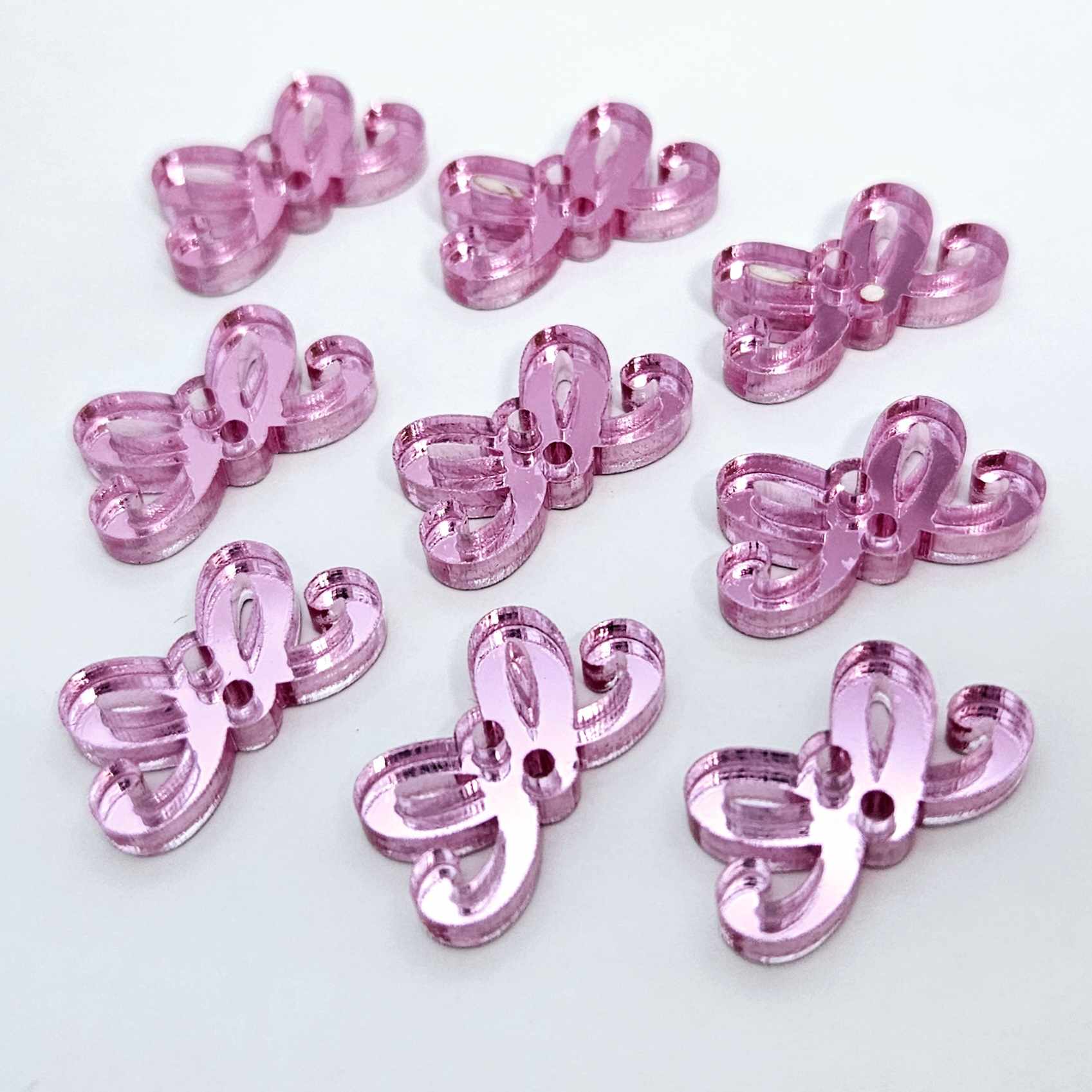 pink mirror bows connectors Christmas ribbons diy earring supplies laser cut acrylic blanks