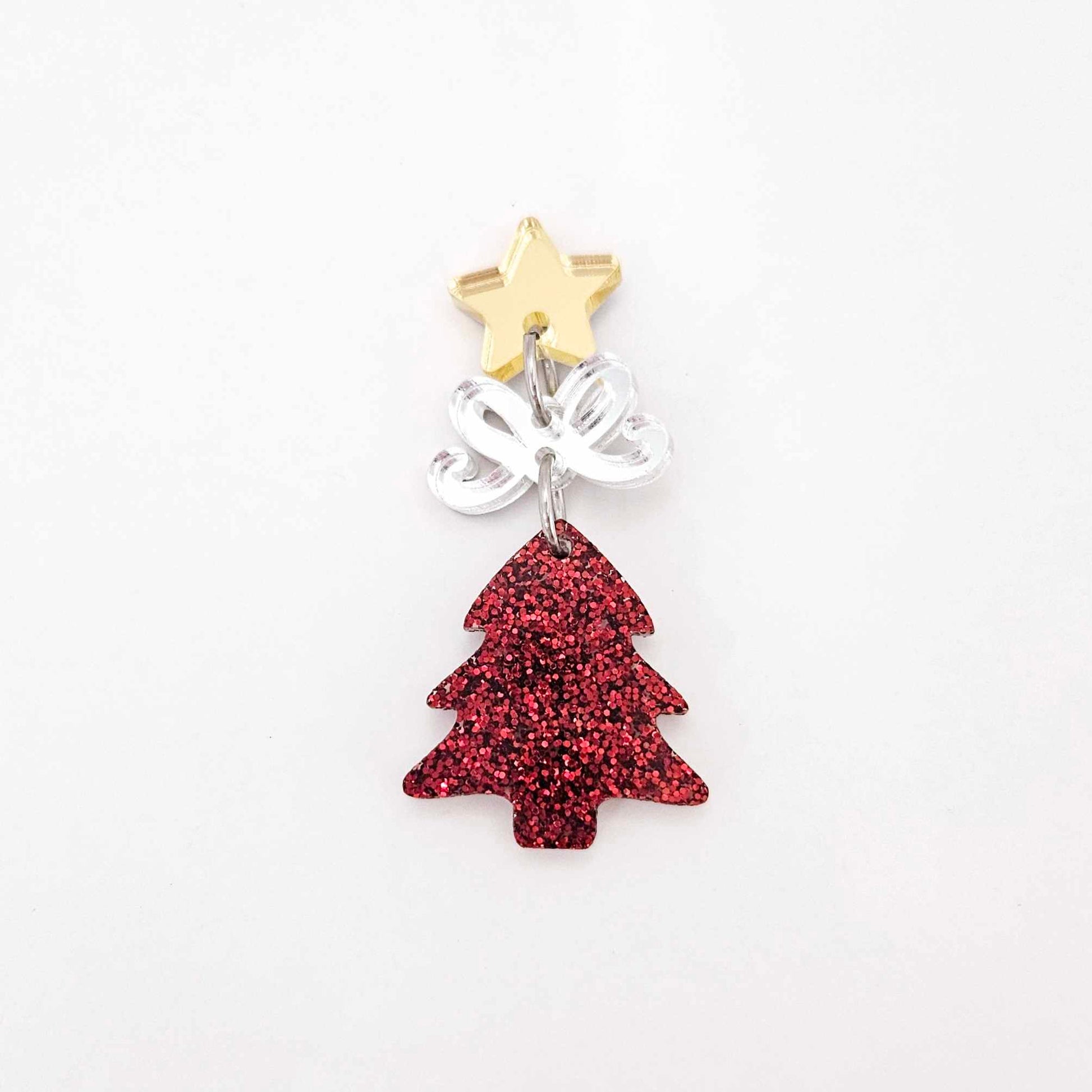 red glitter Christmas trees DIY earring supplies laser cut acrylic dangles blanks mini petite