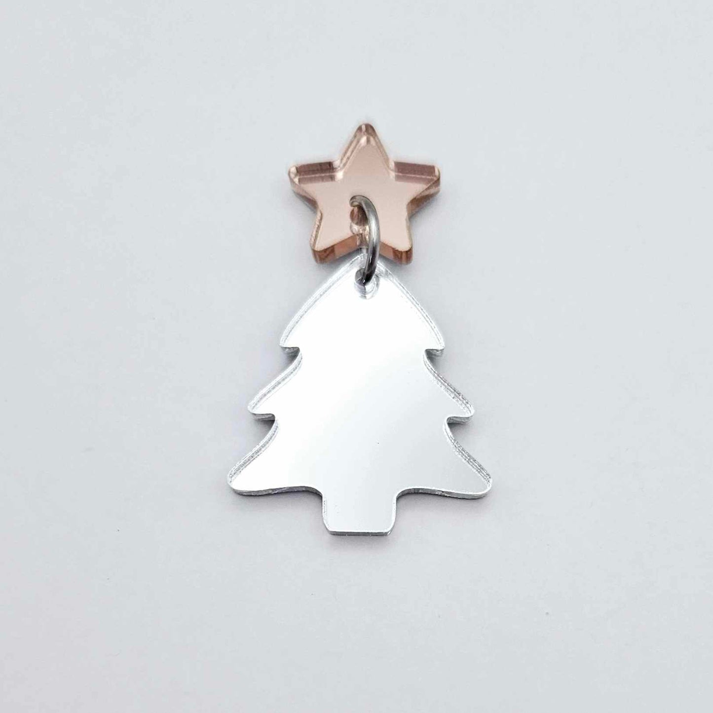 silver mirror Christmas trees diy earring supplies laser cut acrylic dangles blanks mini petite