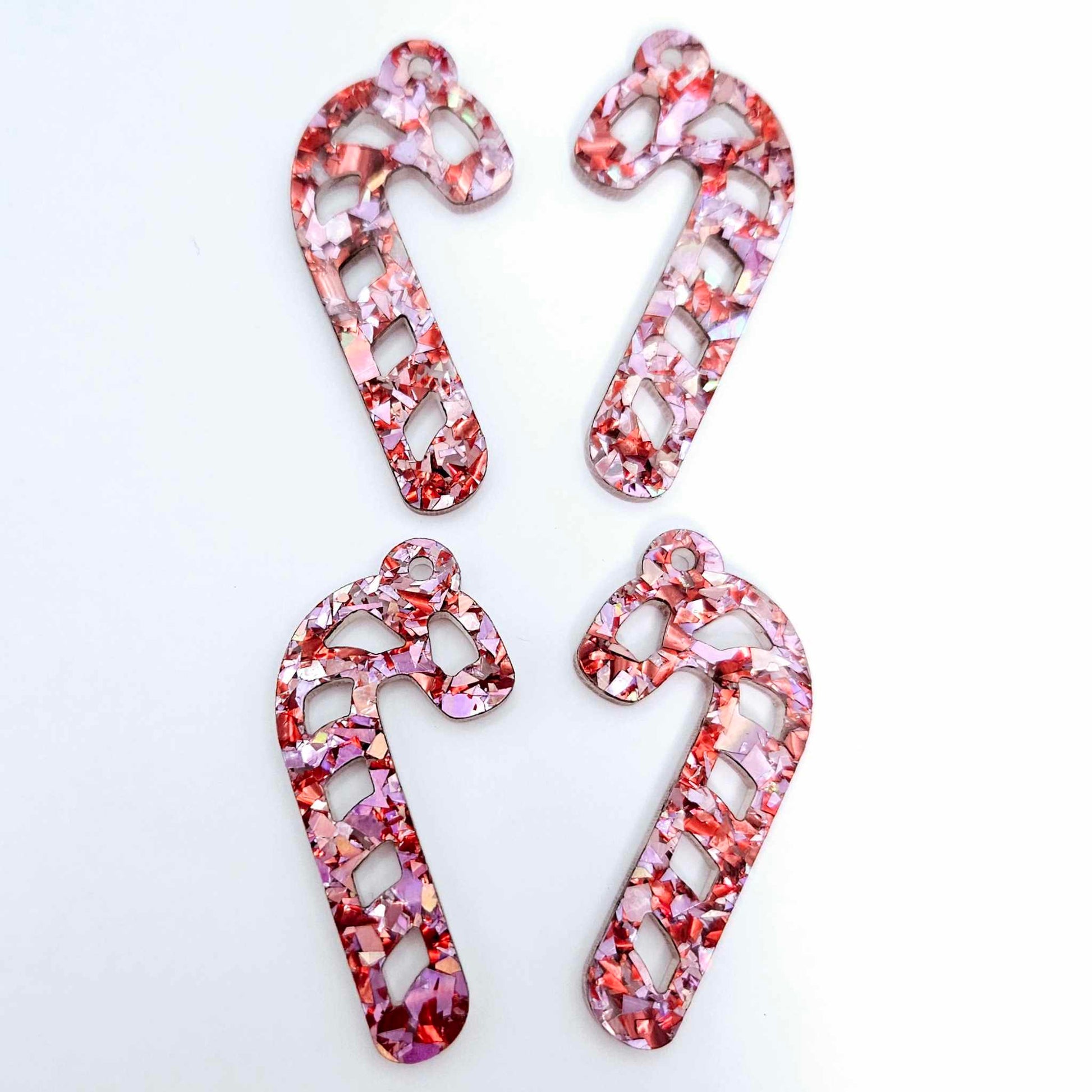 chunky love red pink glitter Christmas candy canes diy earring supplies laser cut acrylic dangles blanks